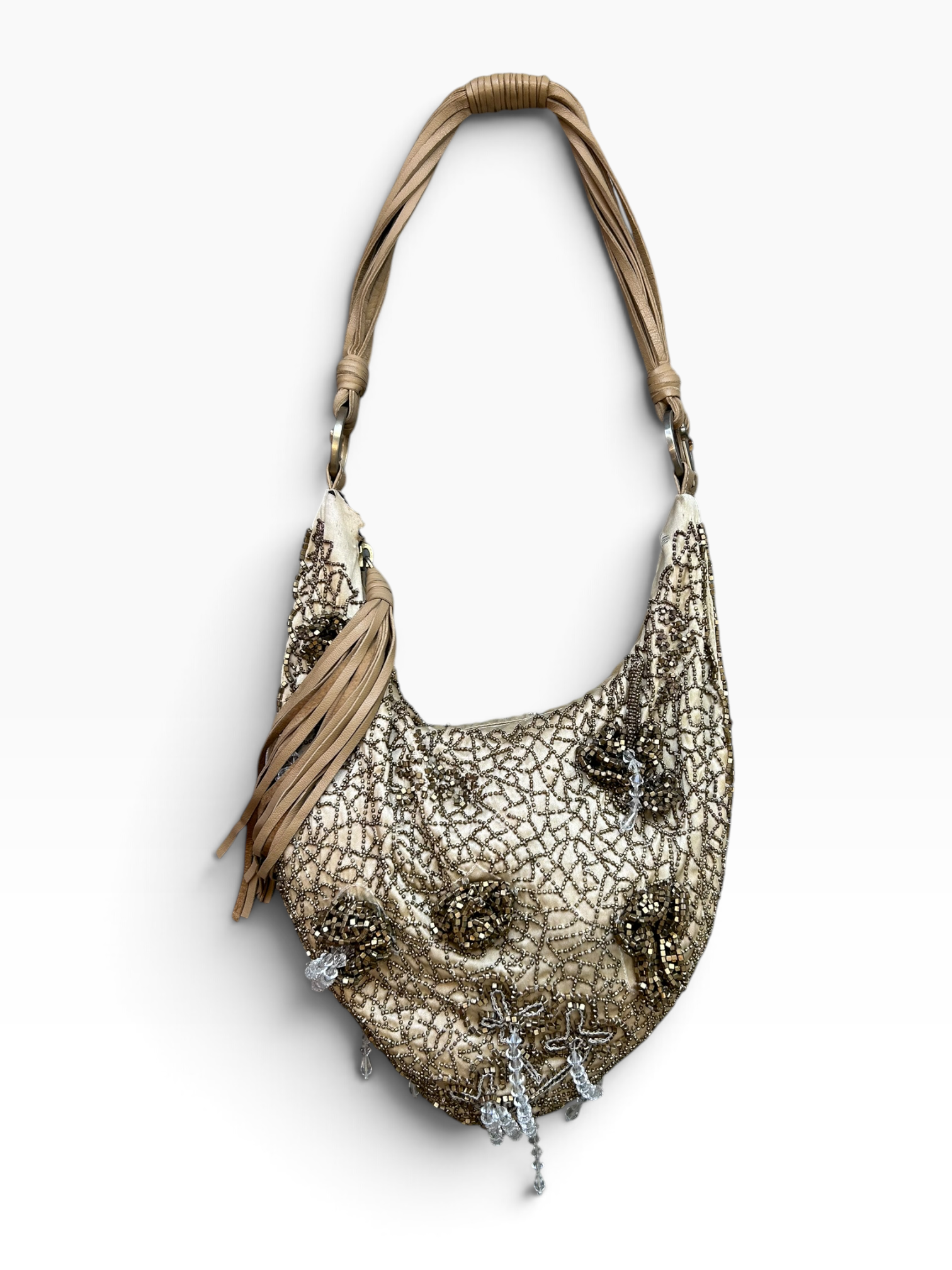GOLD BEADED DAGGER SHOULDER BAG (AS IS)
