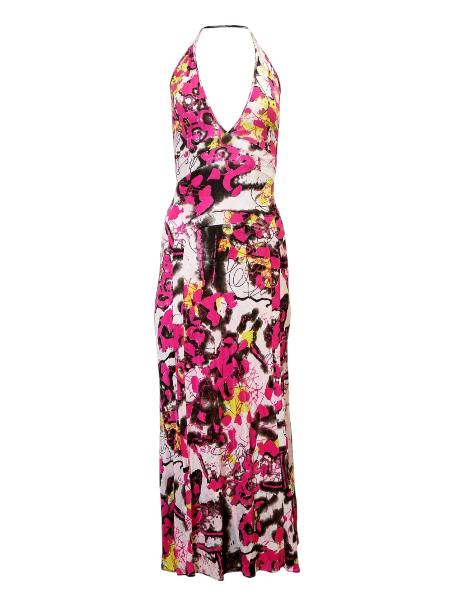 PINK PAINT SPLATTER HALTER DRESS @PARISD