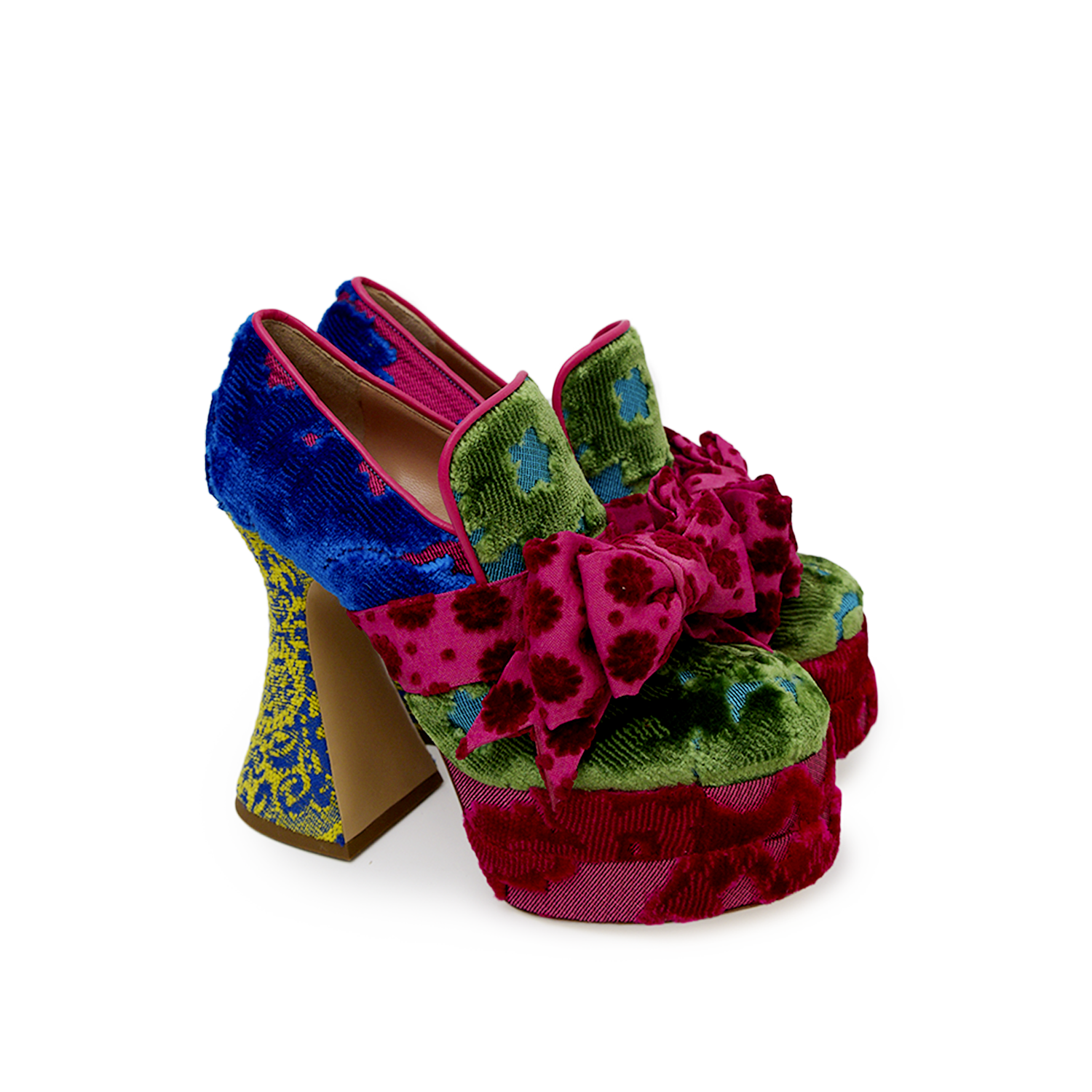 FW20 MARIE ANTOINETTE VELVET PLATFORM HEELS