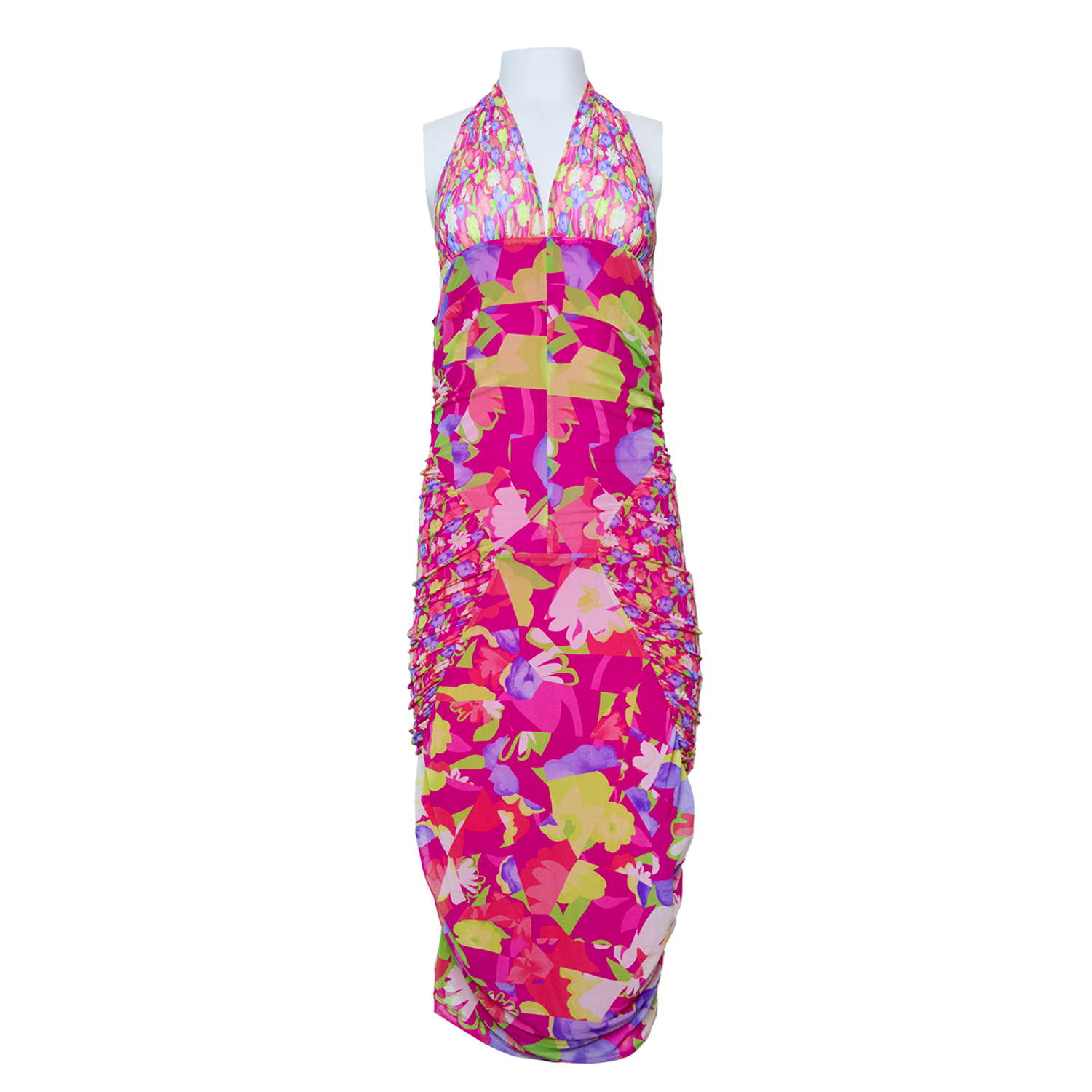 RARE MESH FLORAL MESH HALTER DRESS