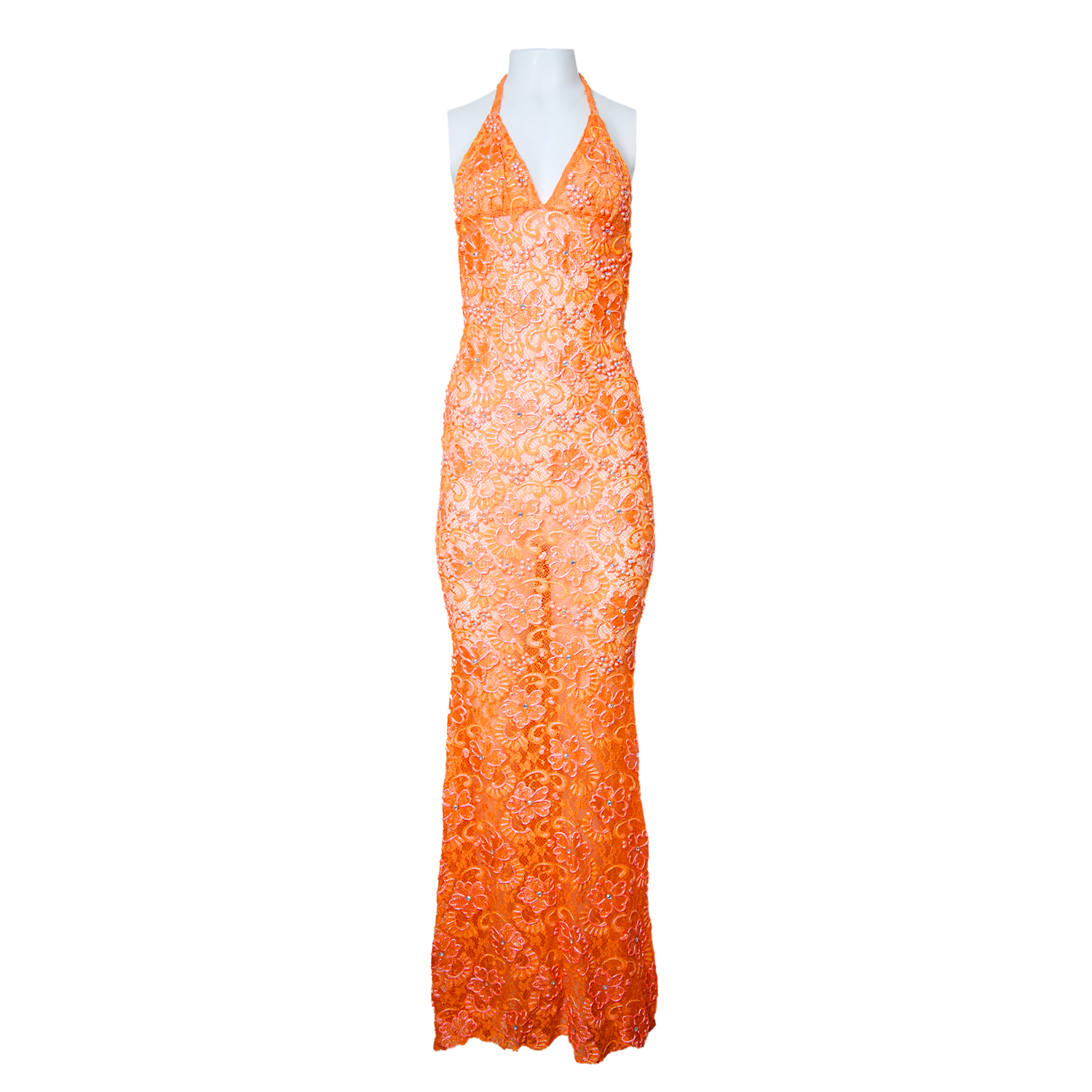 ORANGE HAND PAINTED MAXI DRESS (MADE IN MIAMI)