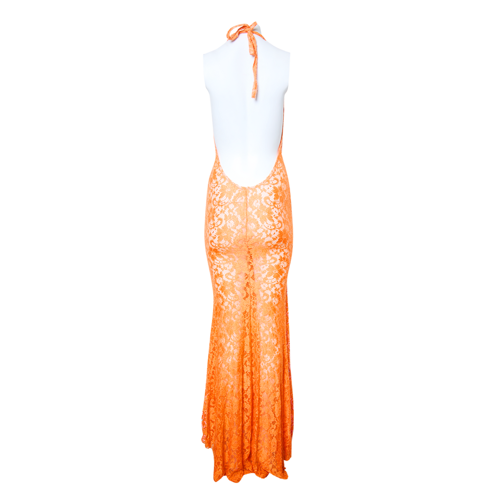 ORANGE HAND PAINTED MAXI DRESS (MADE IN MIAMI)