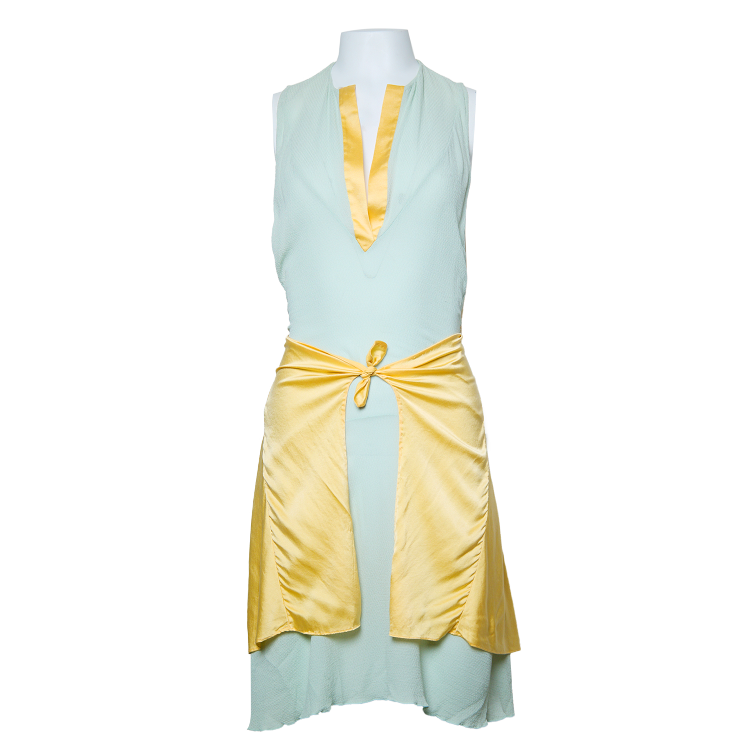 SILK BLUE AND YELLOW WRAP AROUND DRESS