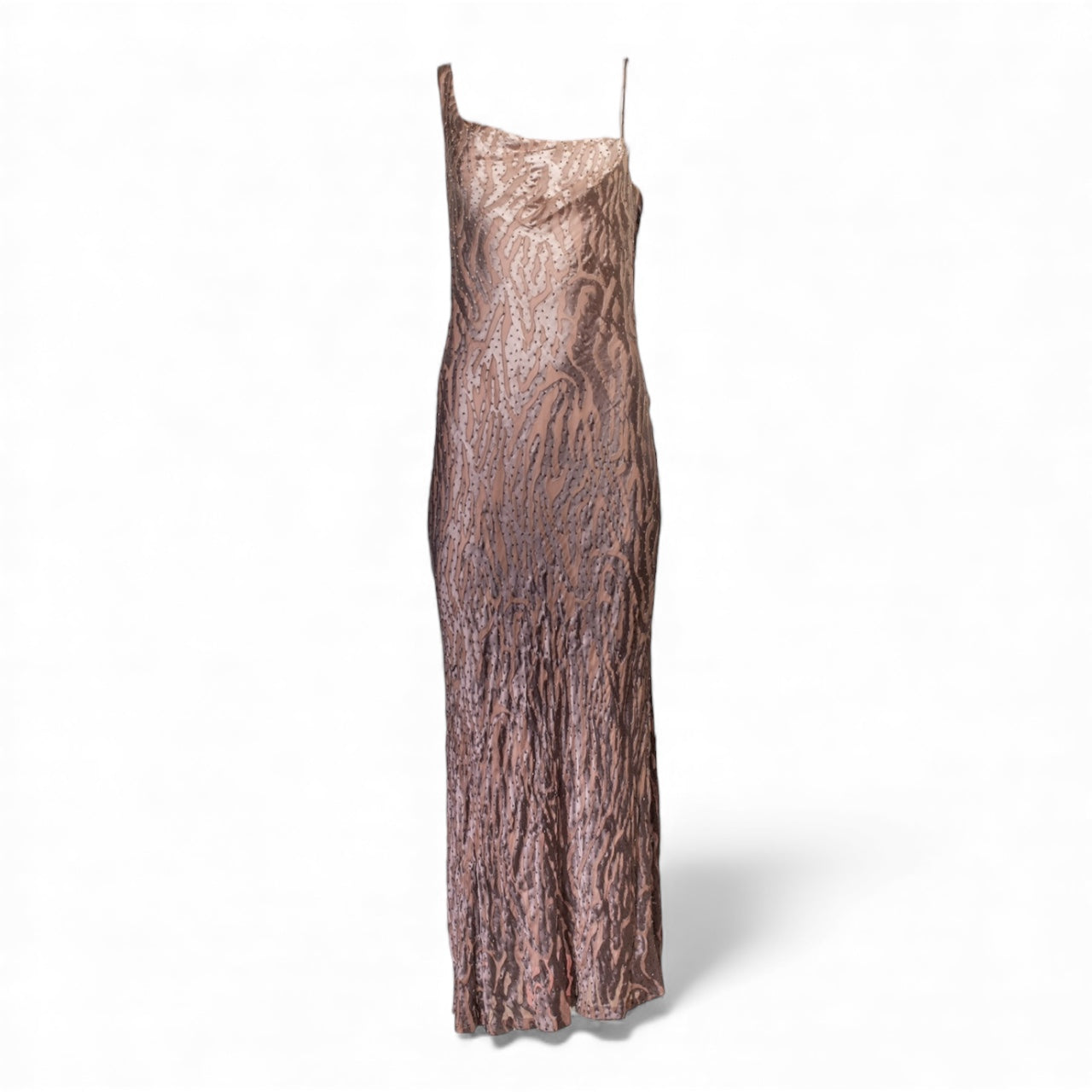 METALLIC ANIMAL PRINT & BEADED GOWN