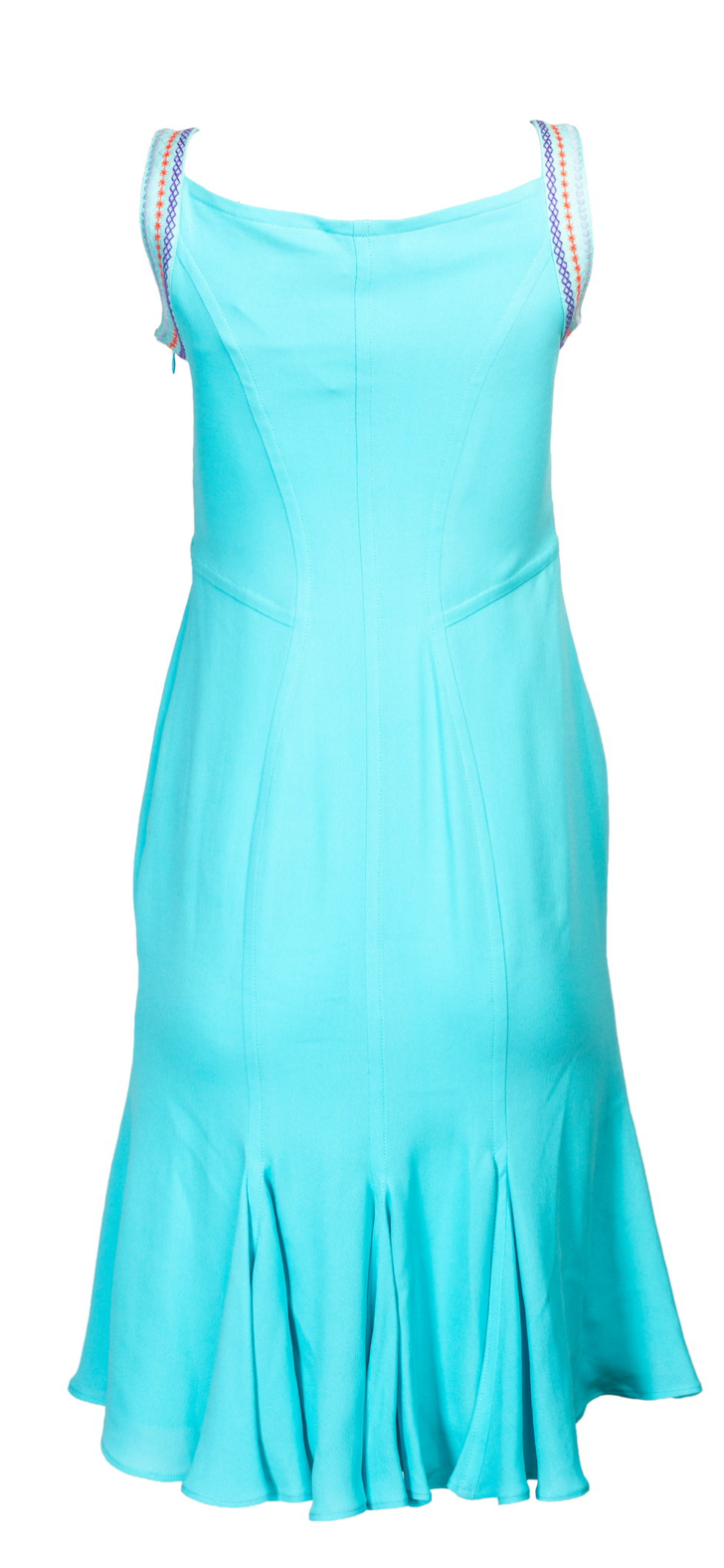 90s BLUE EMBROIDERED VELVET MIDI DRESS