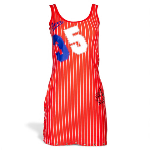 RED WHITE & BLUE STRIPED MINI DRESS