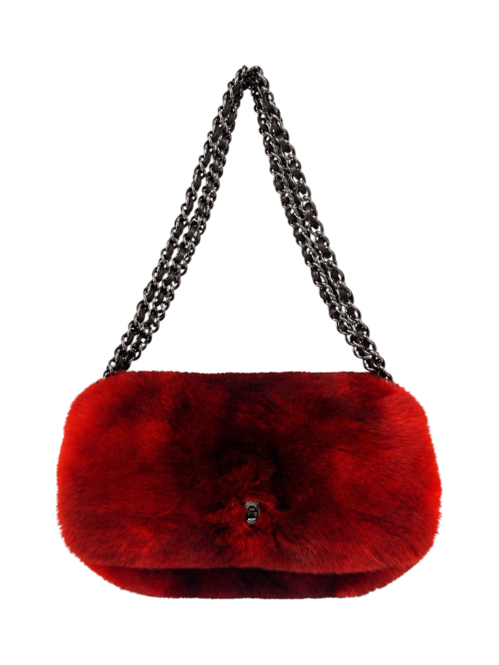 FW04 BURNT ORANGE CHINCHILLA TRIPLE CHAIN SMALL FLAP