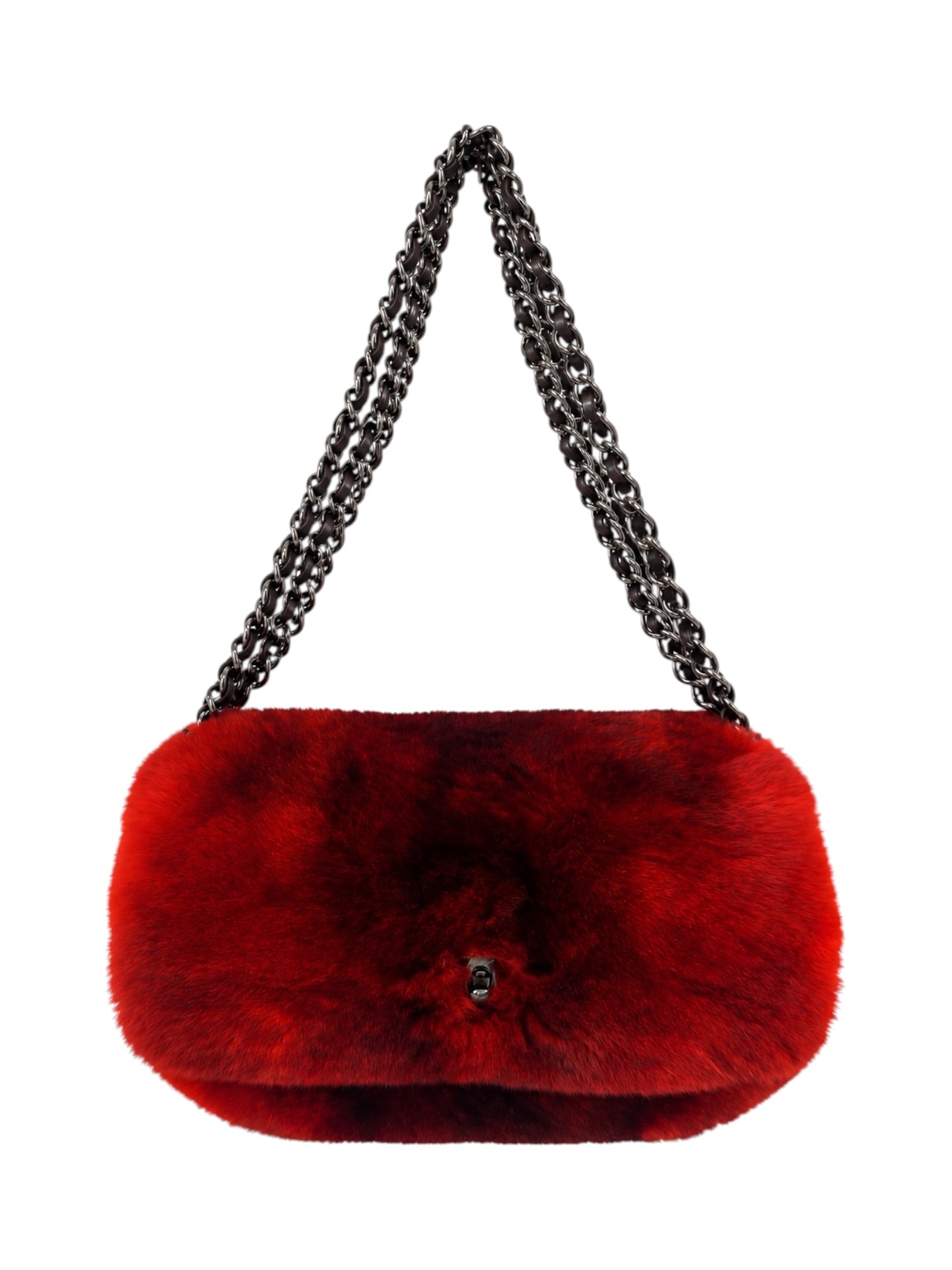 FW04 BURNT ORANGE CHINCHILLA TRIPLE CHAIN SMALL FLAP