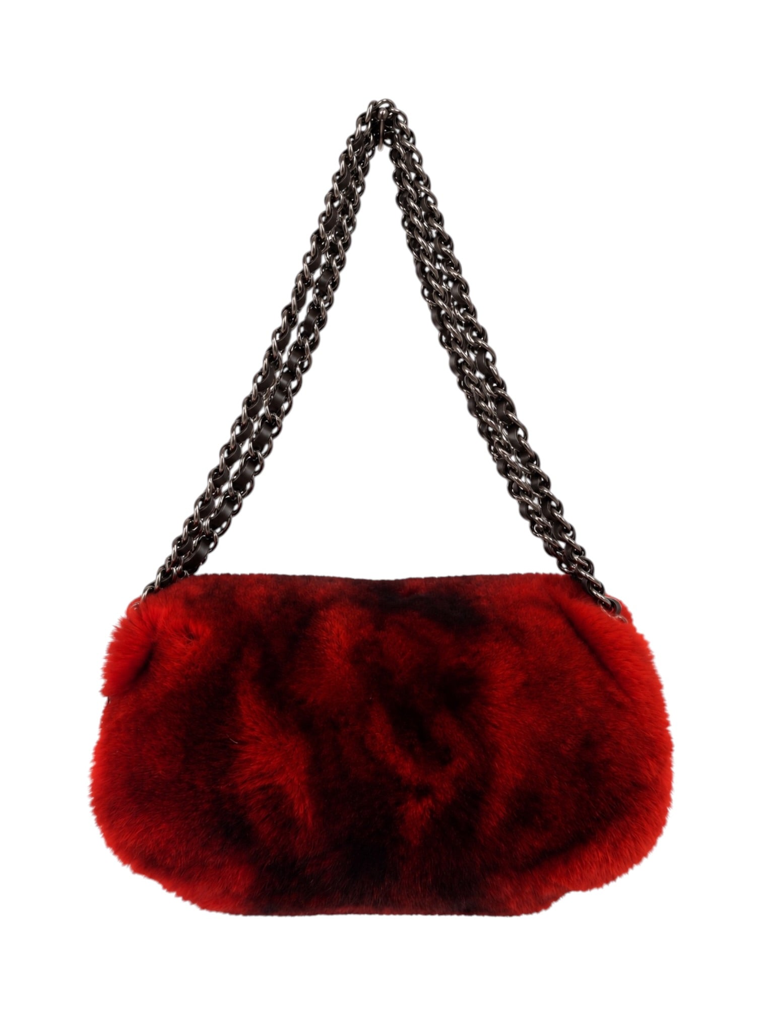 FW04 BURNT ORANGE CHINCHILLA TRIPLE CHAIN SMALL FLAP
