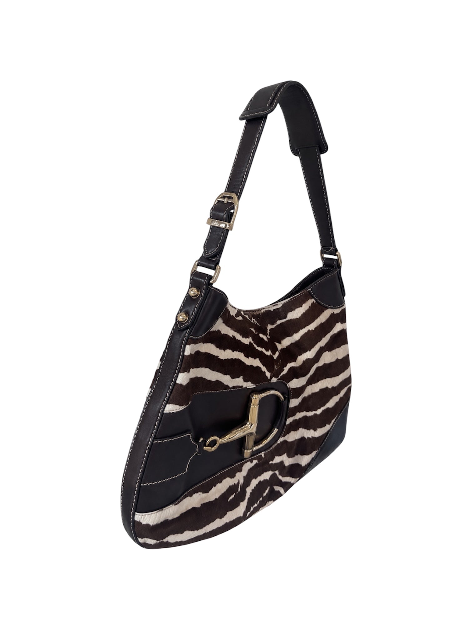 ZEBRA PRINT PONY HAIR HORSEBIT HASLER HOBO BAG (AS IS)