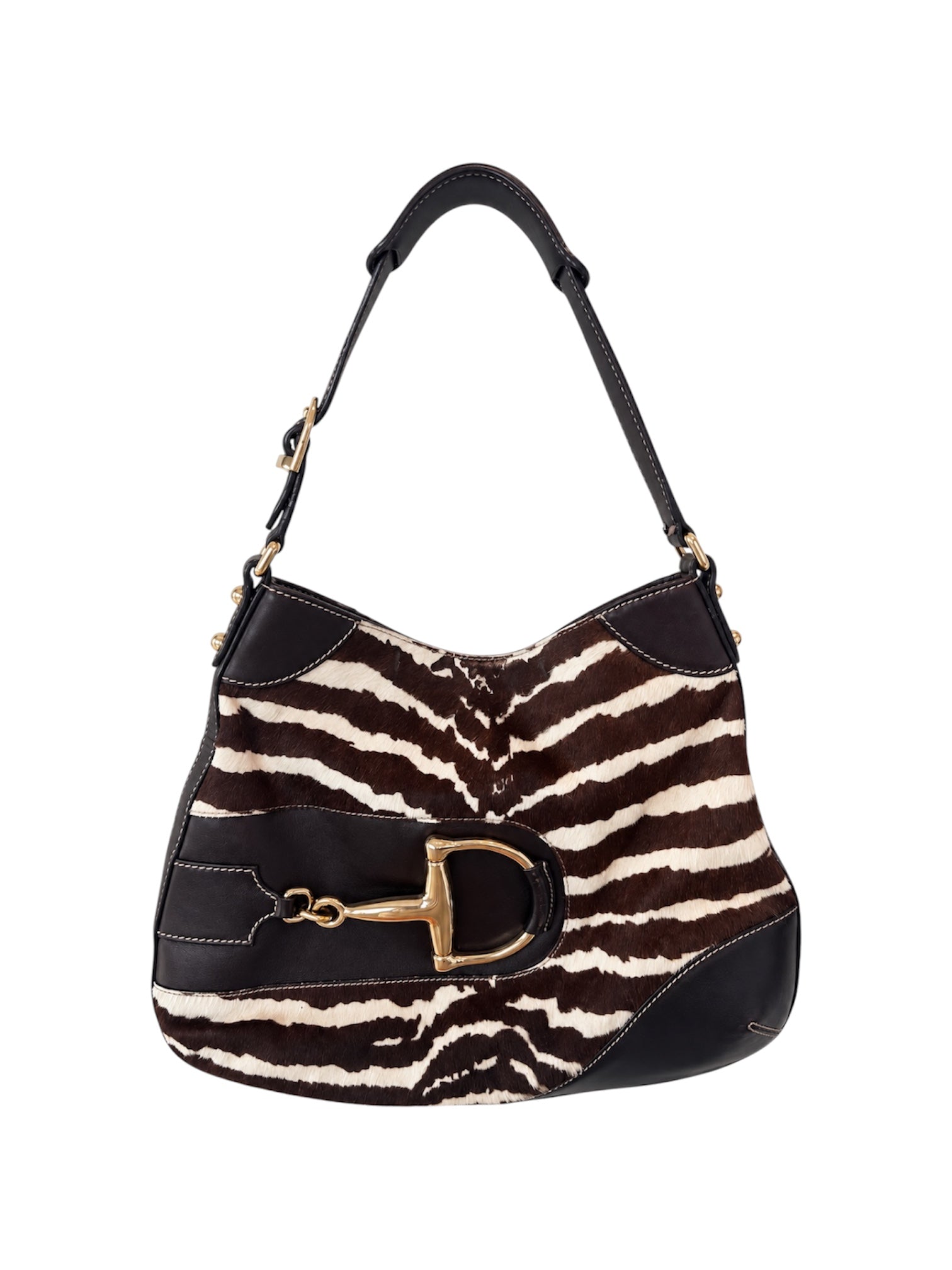ZEBRA PRINT PONY HAIR HORSEBIT HASLER HOBO BAG (AS IS)