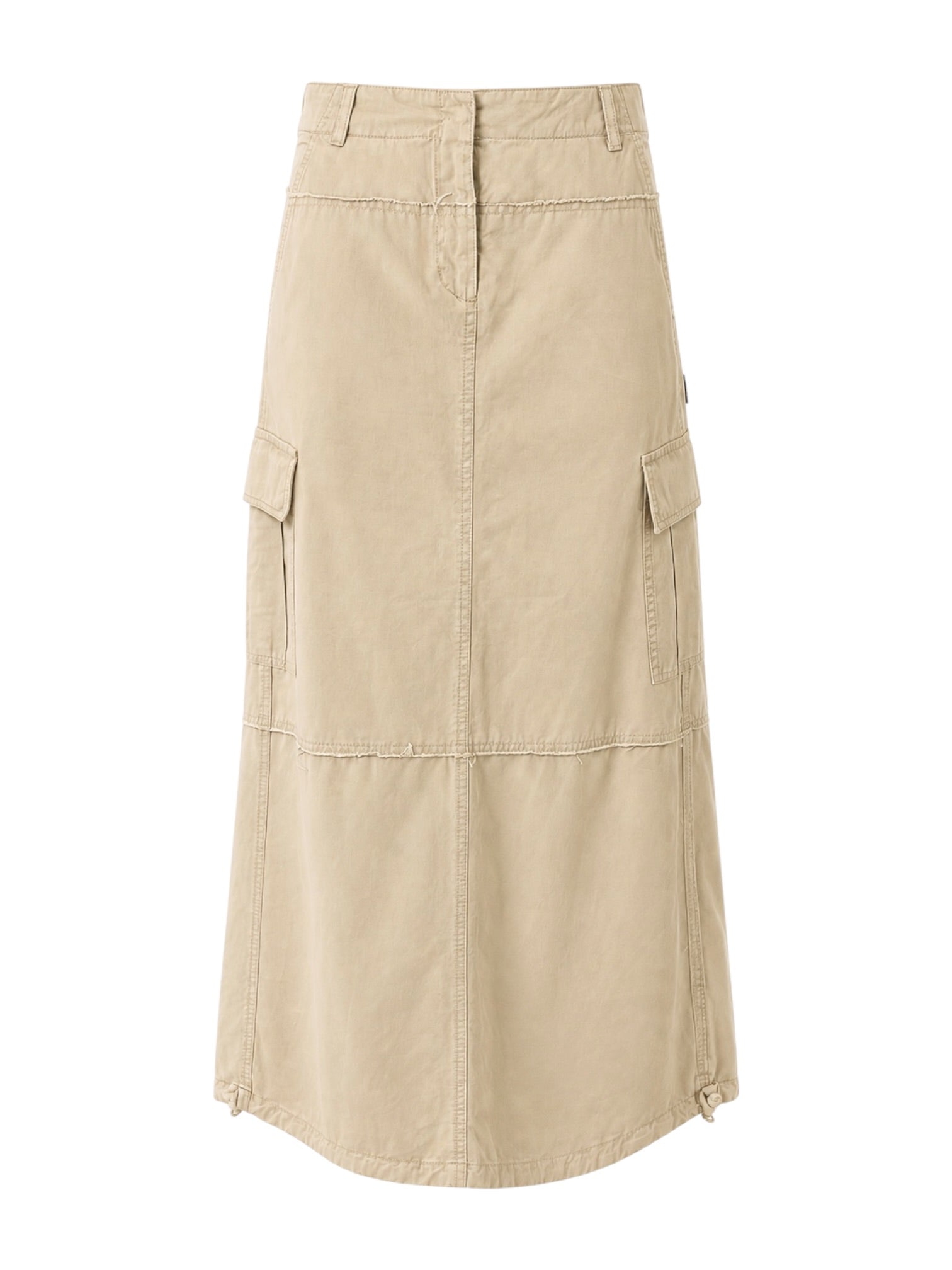 KHAKI CARGO MAXI SKIRT