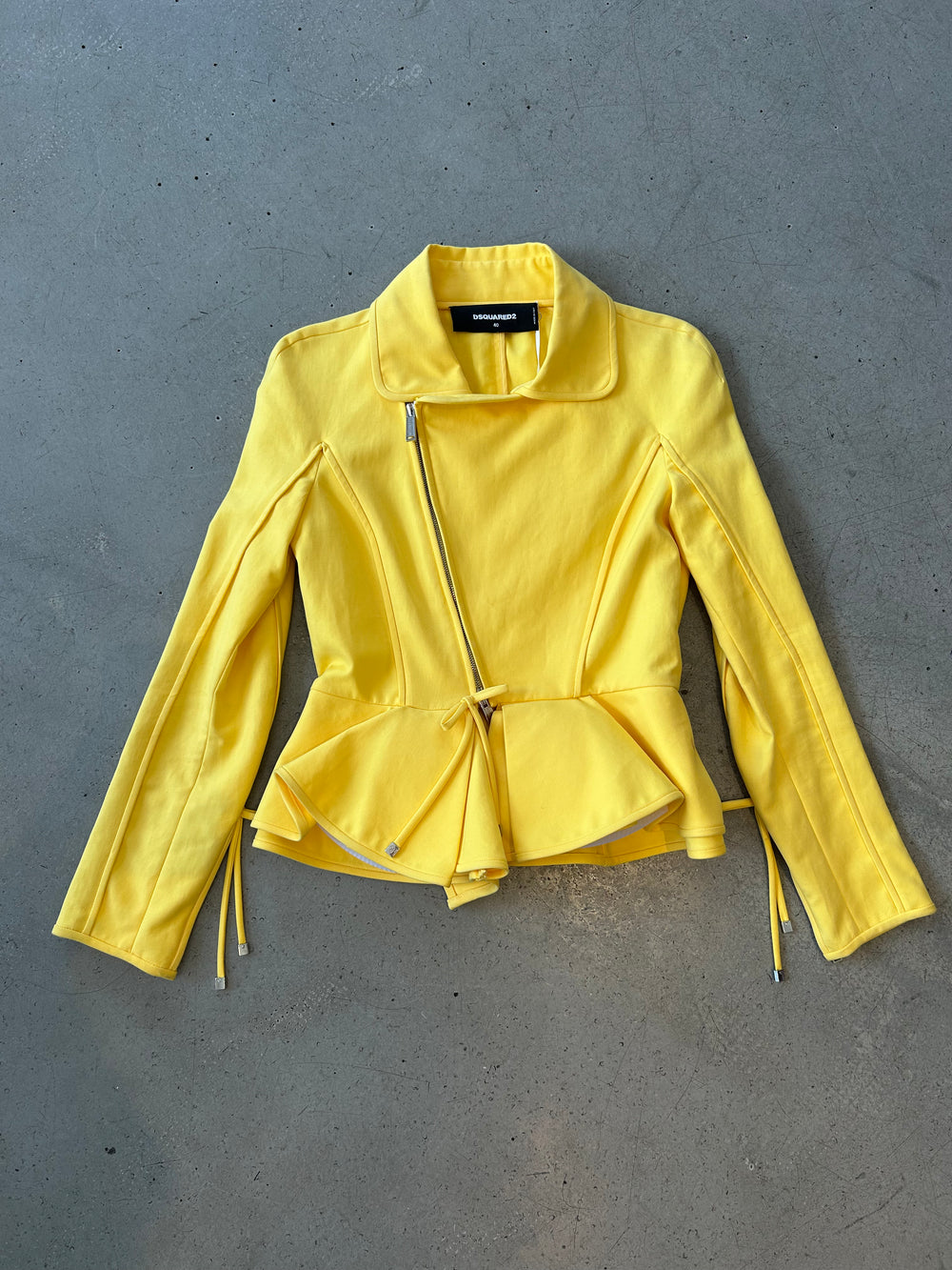 YELLOW PEPLUM ZIP UP JACKET