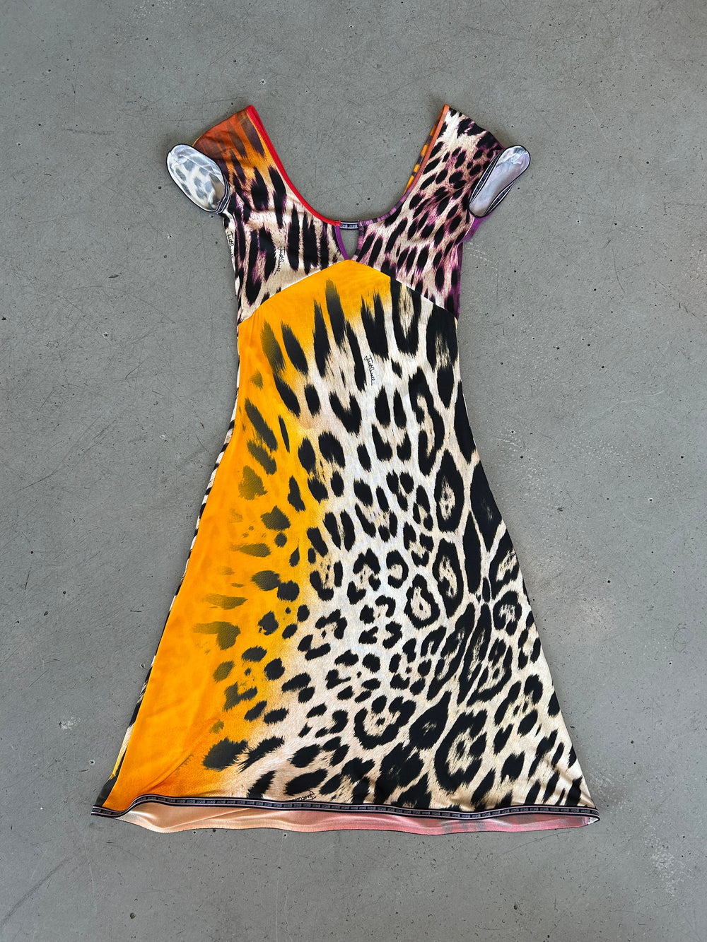 MULTICOLOR LEOPARD PRINTED MIDI DRESS