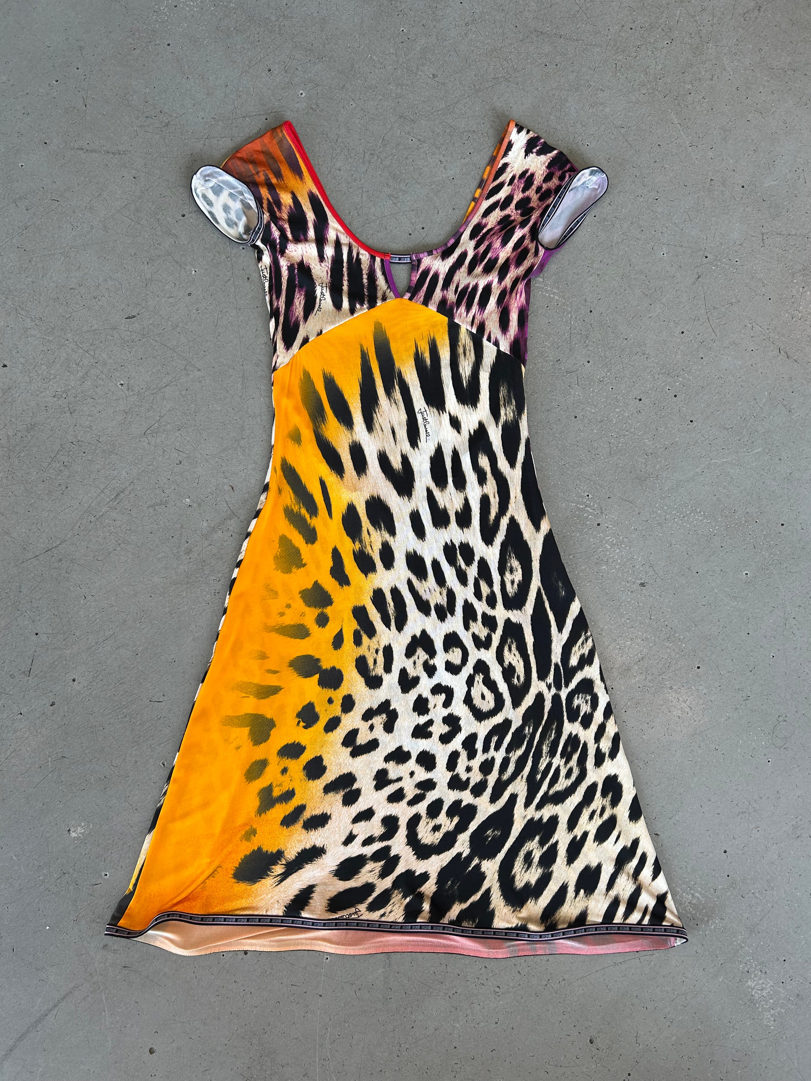 MULTICOLOR LEOPARD PRINTED MIDI DRESS