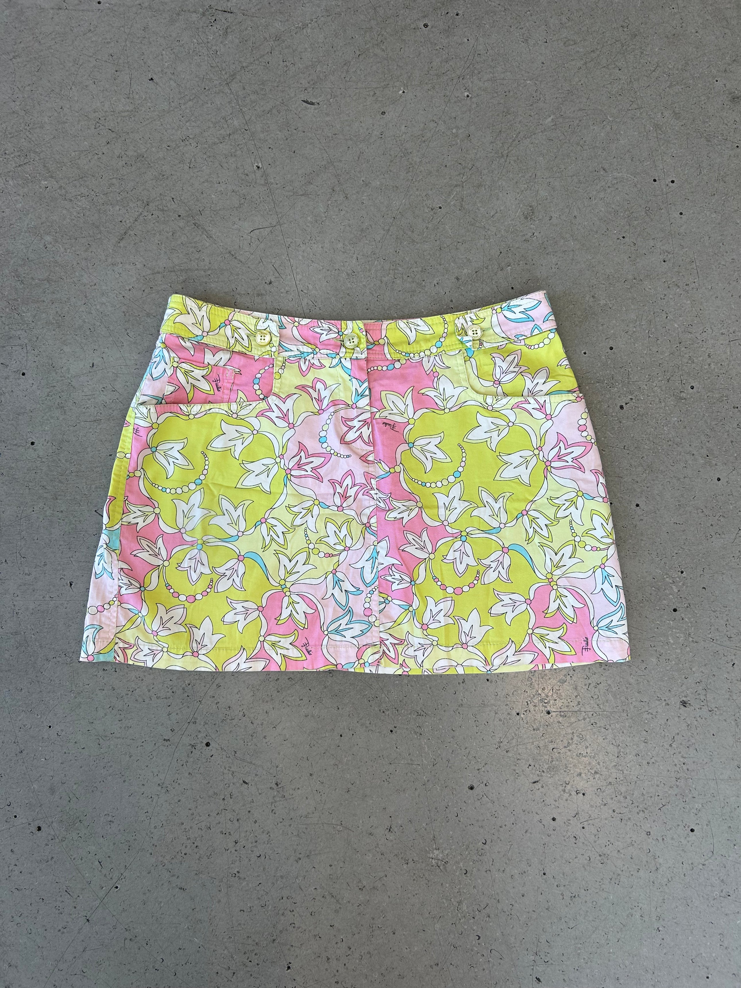 GREEN/PINK PASTEL PRINTED MINI SKIRT