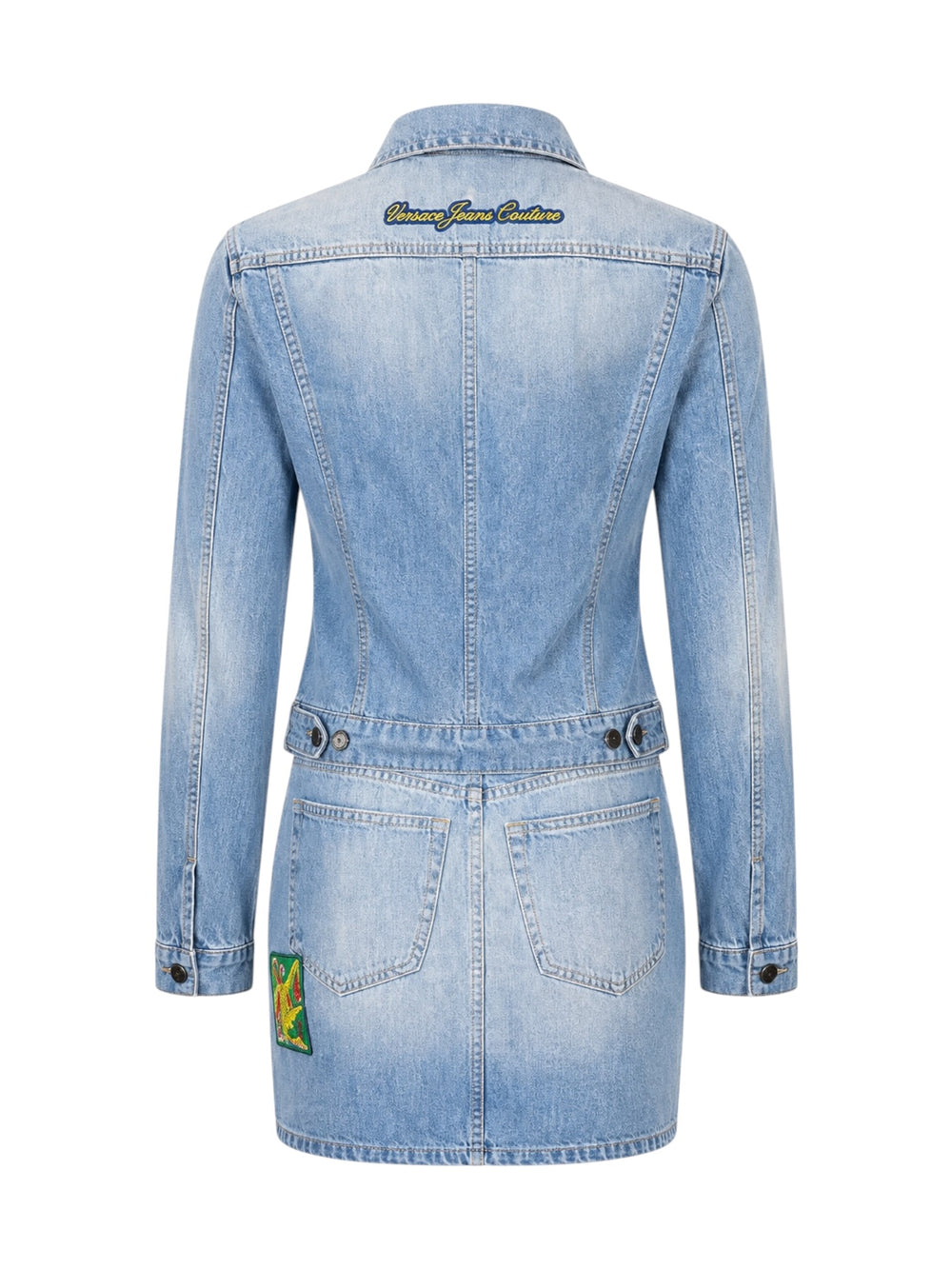 LIGHTWASH DENIM PATCH 2PC SKIRT/JACKET SET (AS IS)