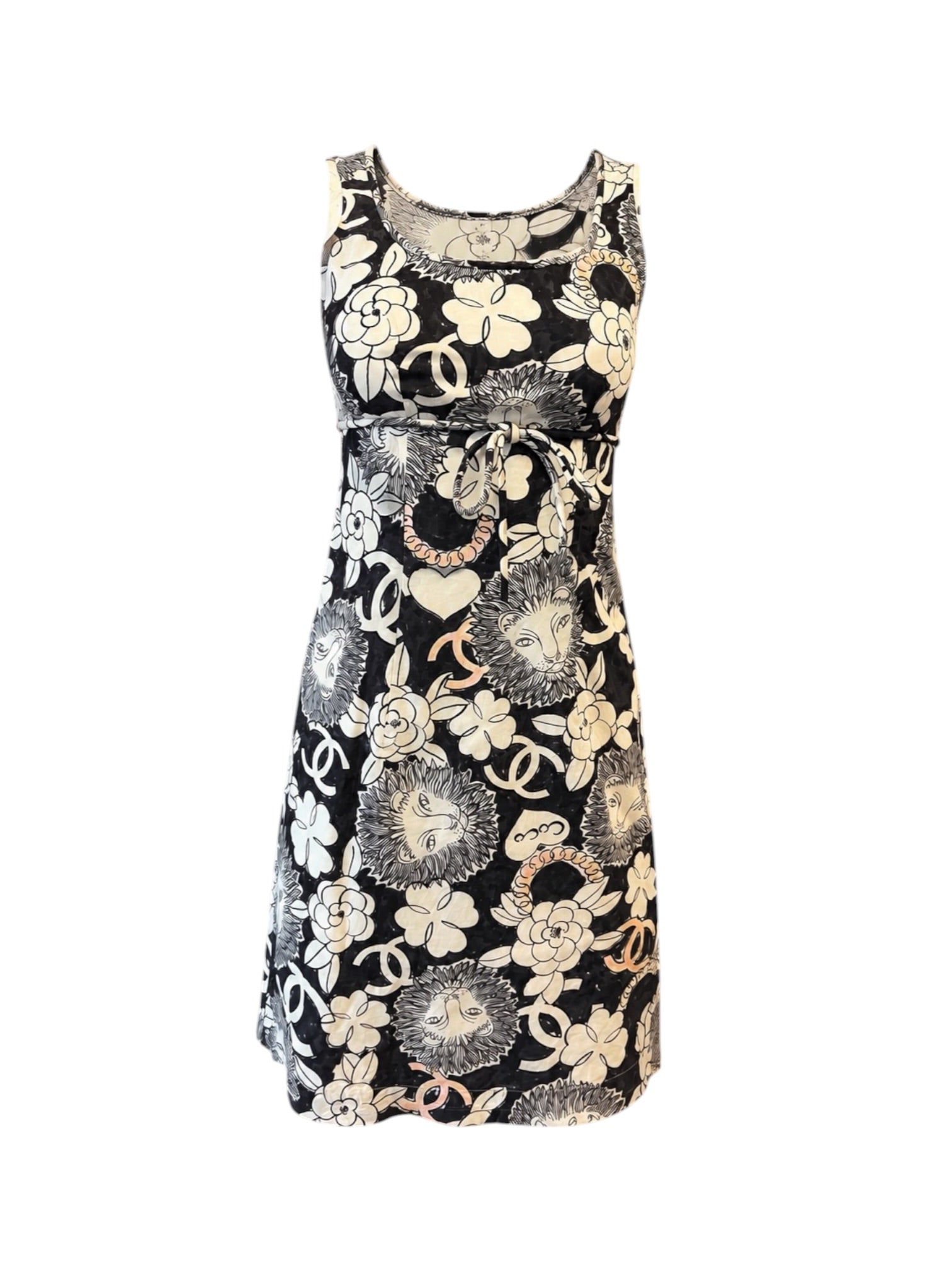SS10 WHITE/GREY LION & FLORAL LOGO MINI DRESS @SM