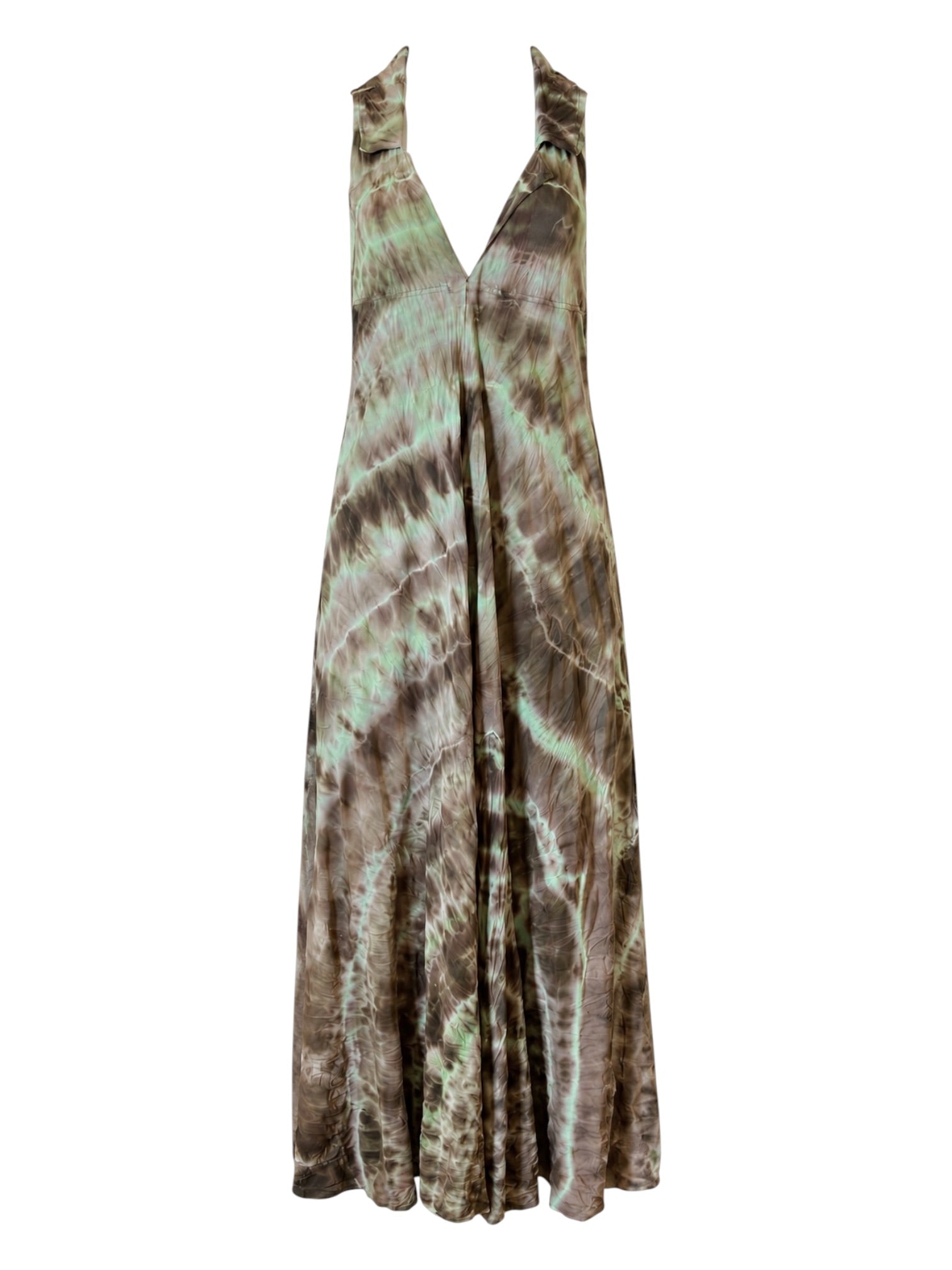 90S OOAK GREEN/BROWN TIE DYE DRESS