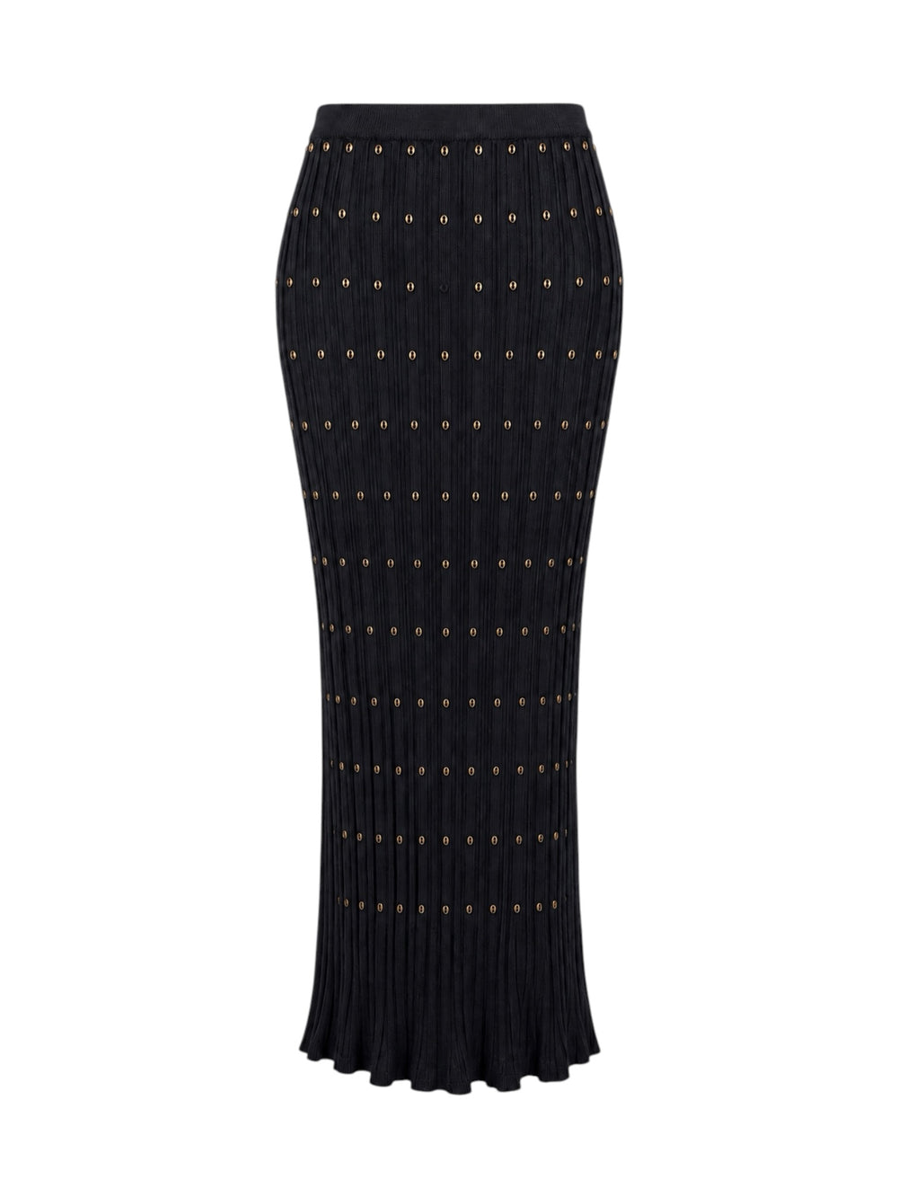 BLACK KNIT STUDDED RIBBED MAXI SKIRT (AS IS) @NICOZ