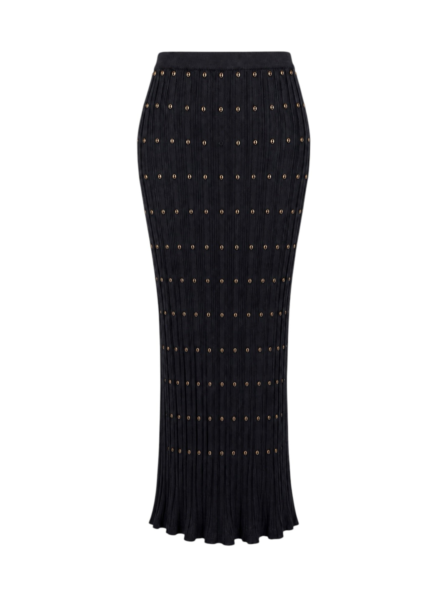 BLACK KNIT STUDDED RIBBED MAXI SKIRT (AS IS) @NICOZ