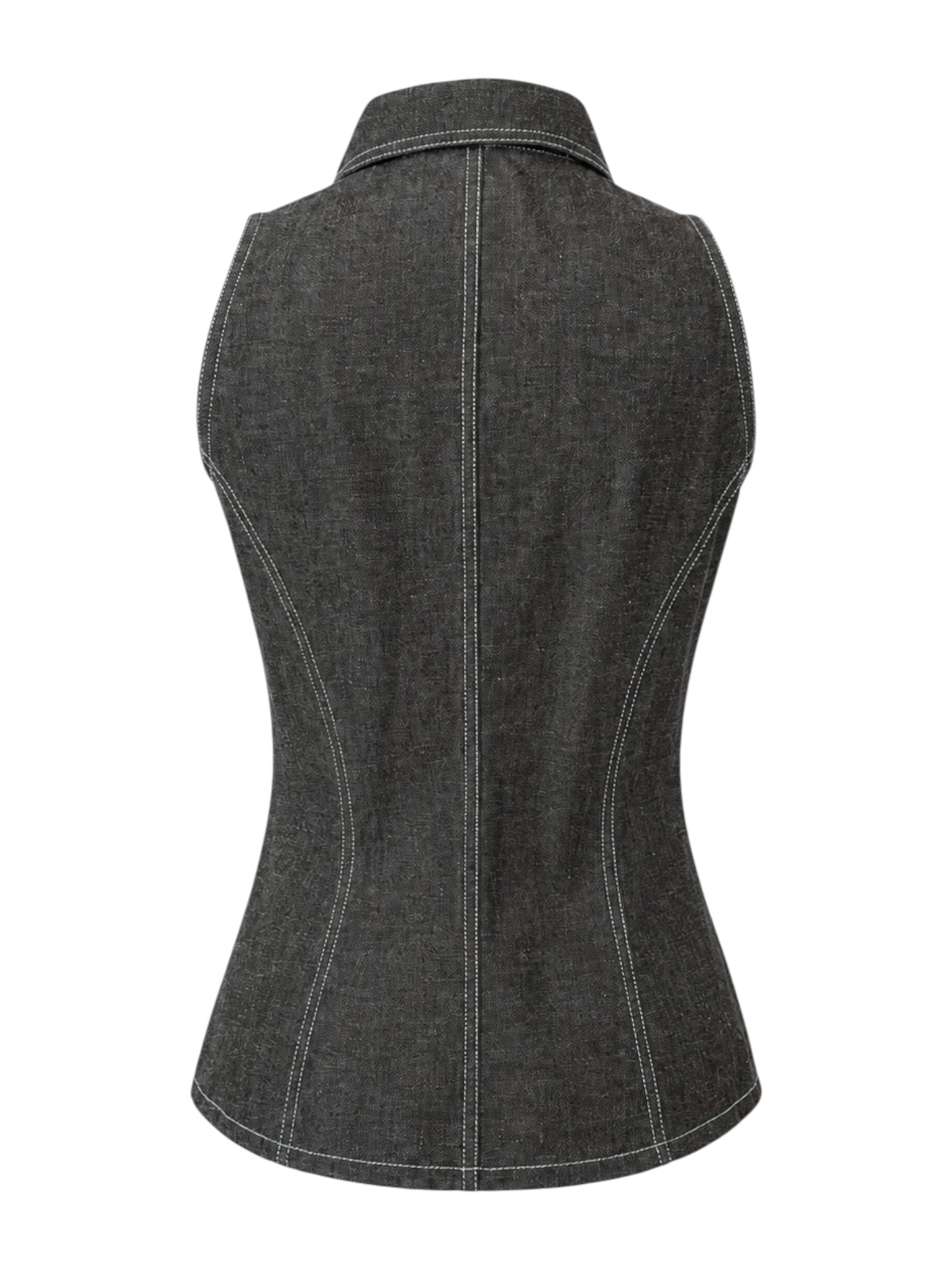 GREY DENIM BUTTON DOWN VEST TOP (NWT)