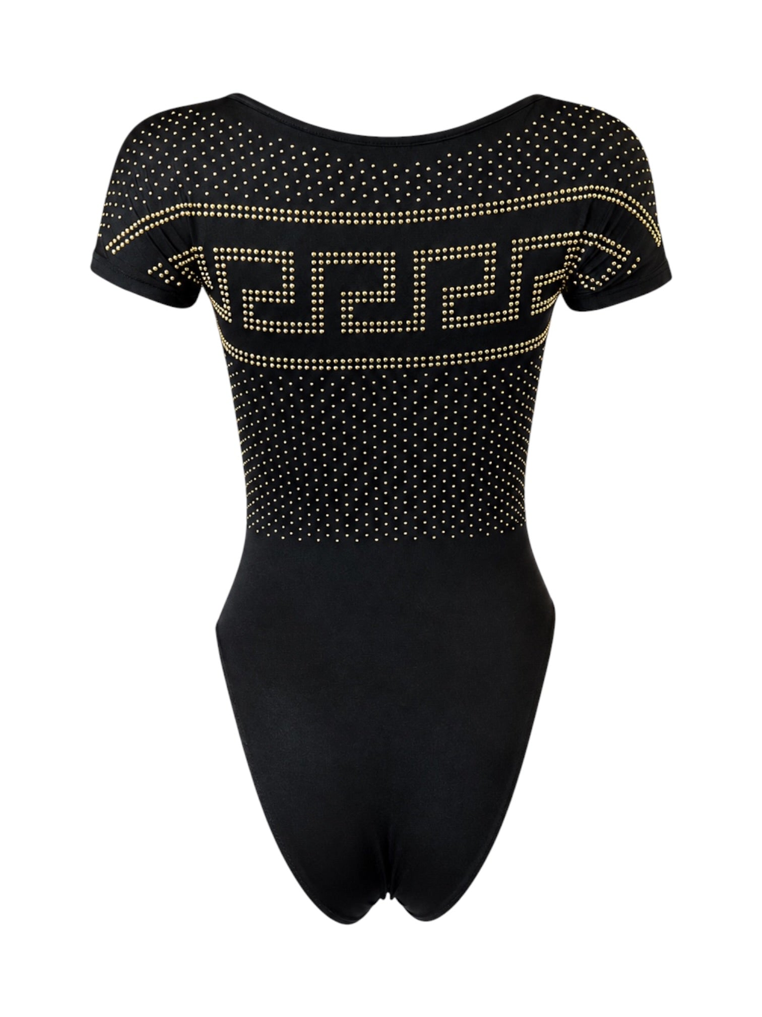 HIGHLY COVETED BLACK GOLD STUDDED LYCRA BODYSUIT (AS IS) @JCCG
