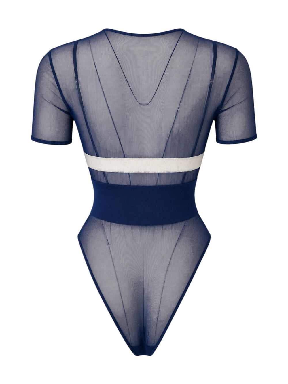 90s Navy Blue Sheer Compass Bodysuit @JCCG