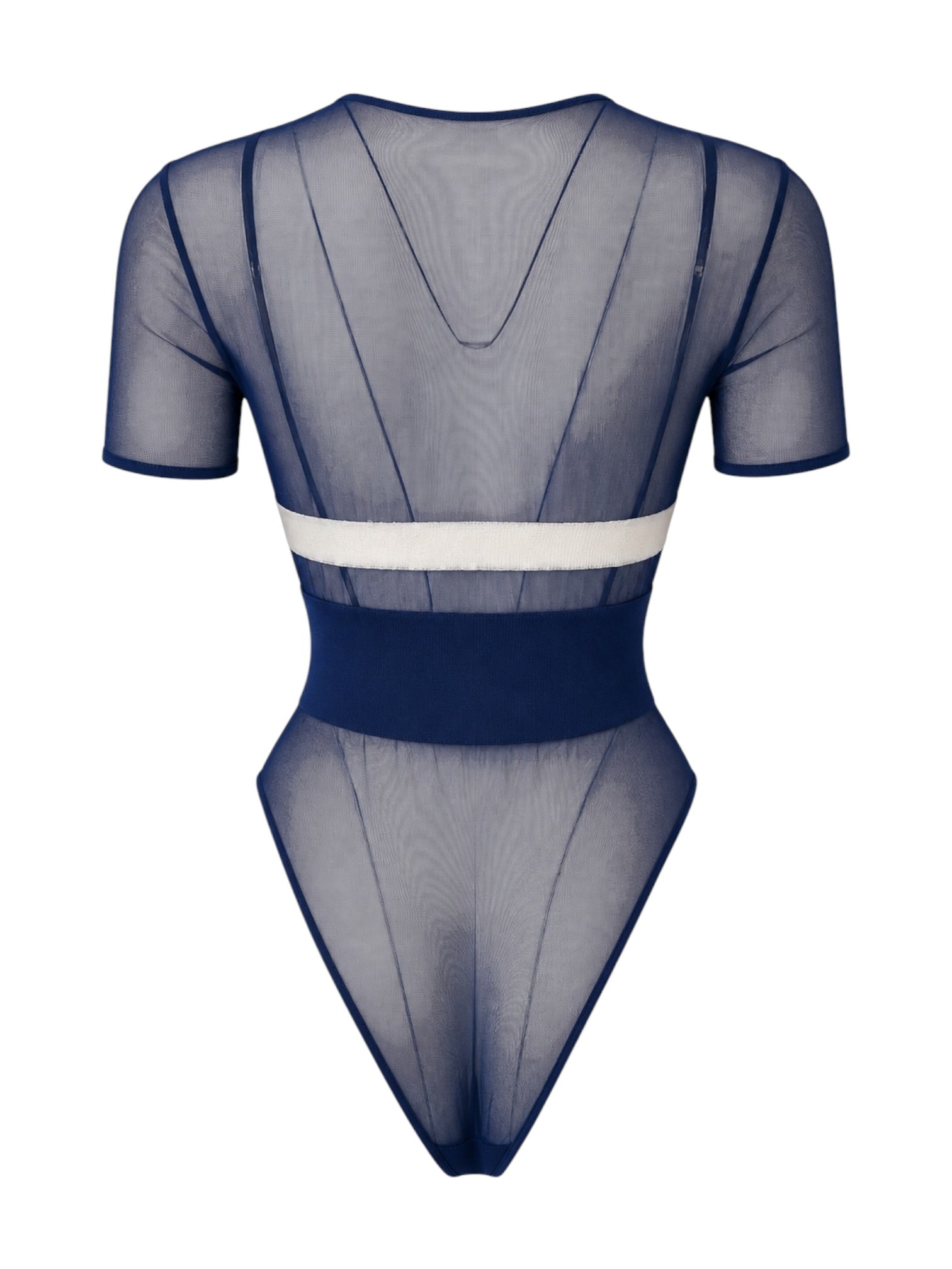 90s Navy Blue Sheer Compass Bodysuit @JCCG