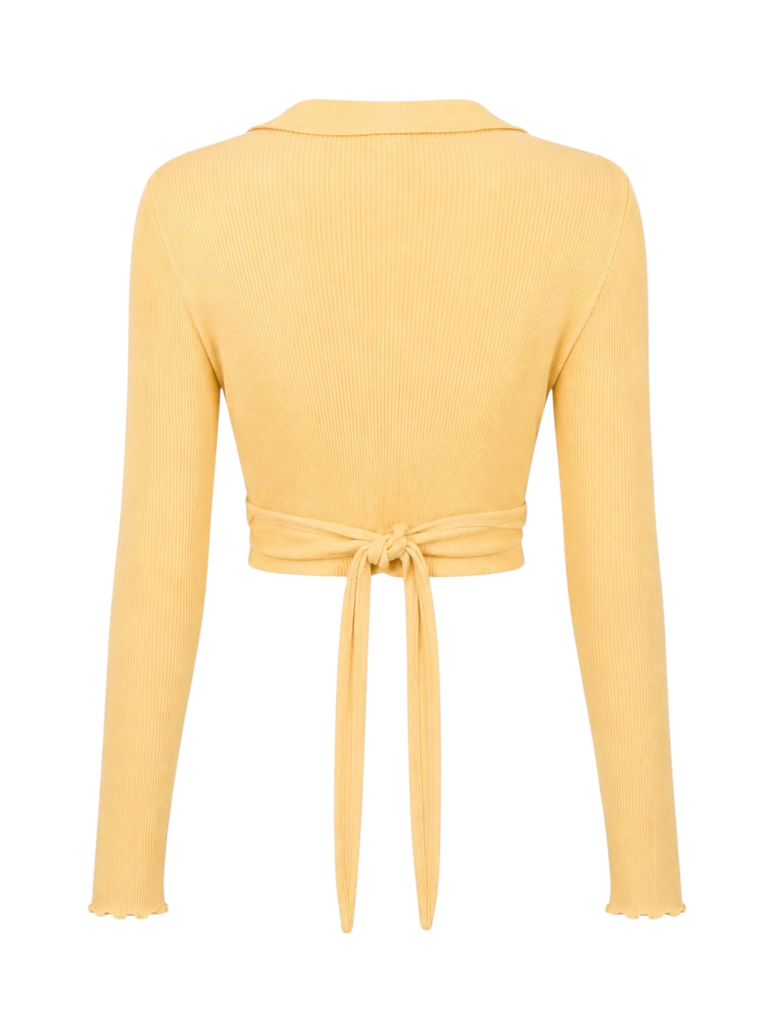 90s Ribbed Cream Wraparound Cardigan Collared Top @JCCG