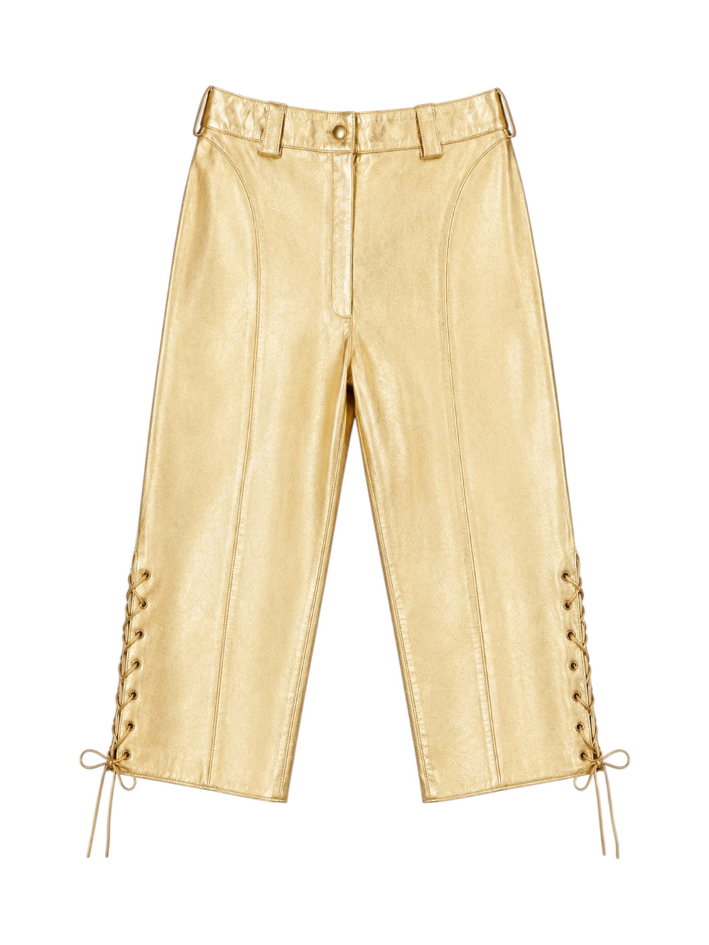 GOLD LEATHER LACE UP CAPRIS @JCCG