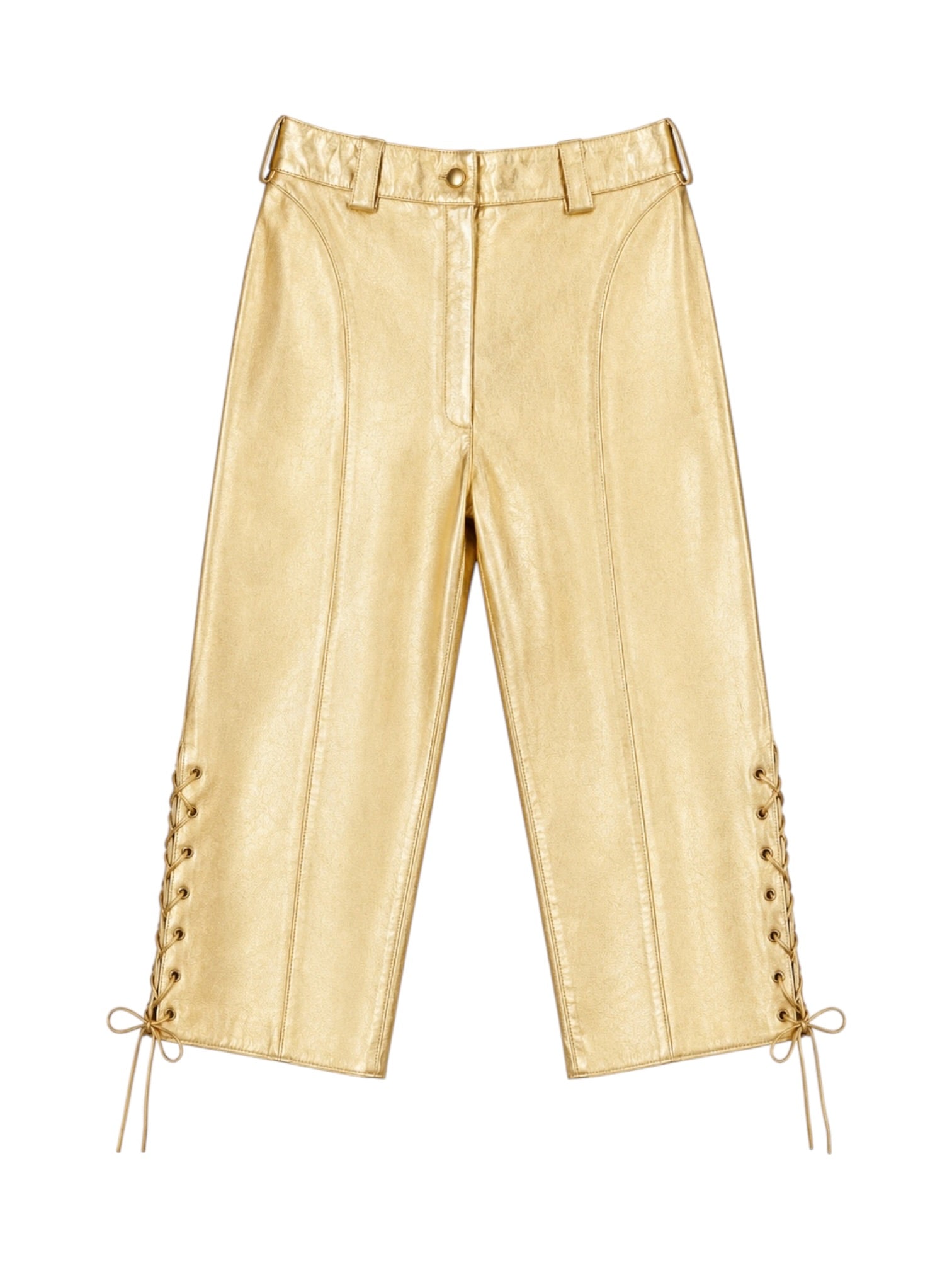 GOLD LEATHER LACE UP CAPRIS @JCCG