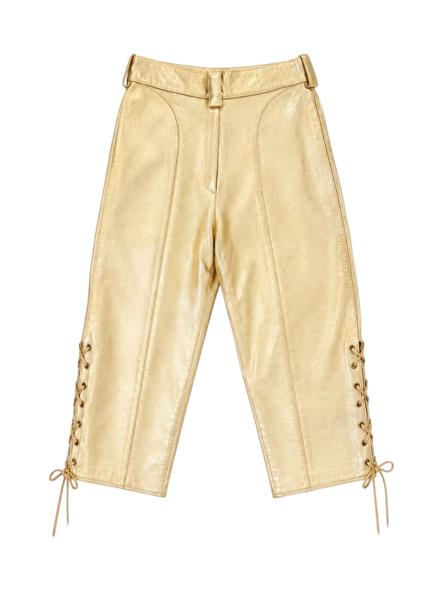 GOLD LEATHER LACE UP CAPRIS @JCCG