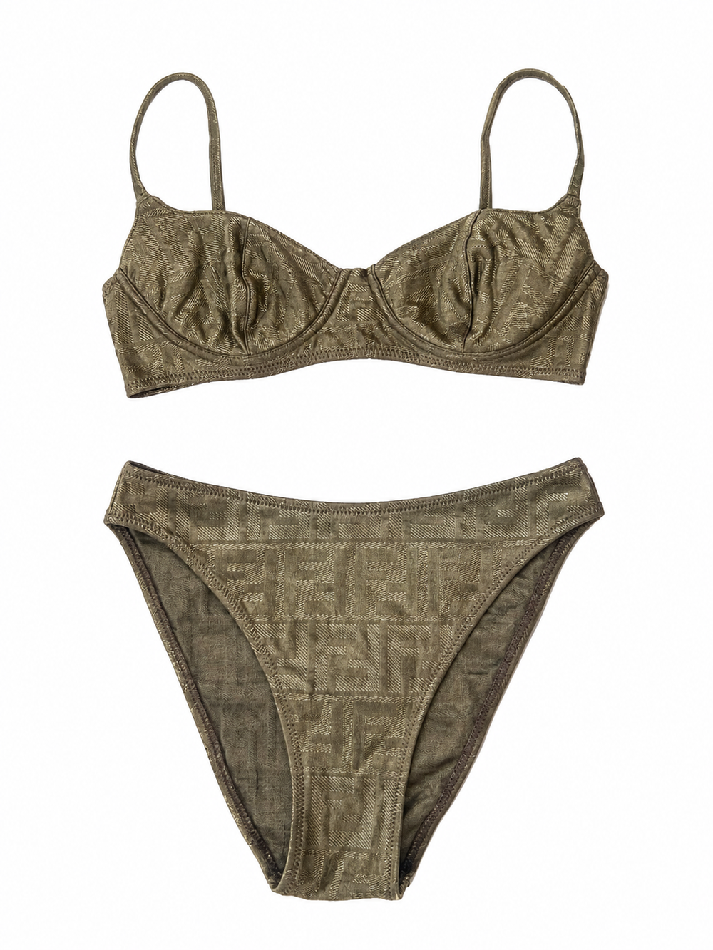 90S OLIVE GREEN ZUCCA MONOGRAM 2PC BIKINI