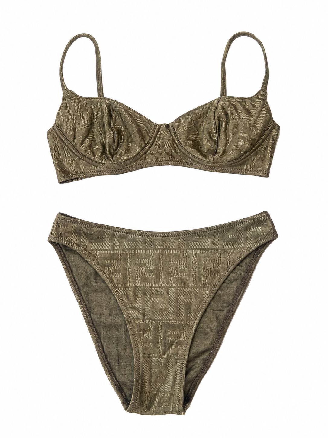 90S OLIVE GREEN ZUCCA MONOGRAM 2PC BIKINI