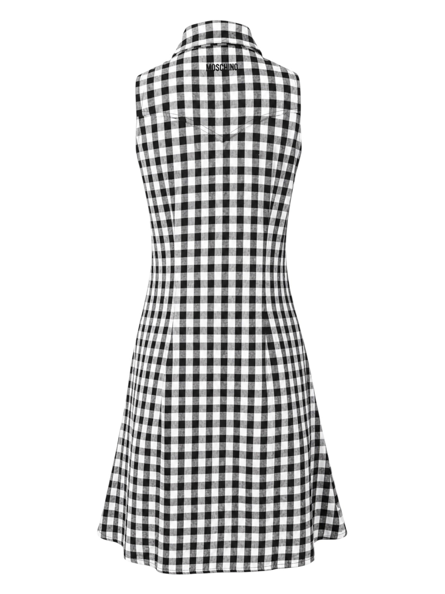 B&W GINGHAM BUTTON DOWN MIDI DRESS