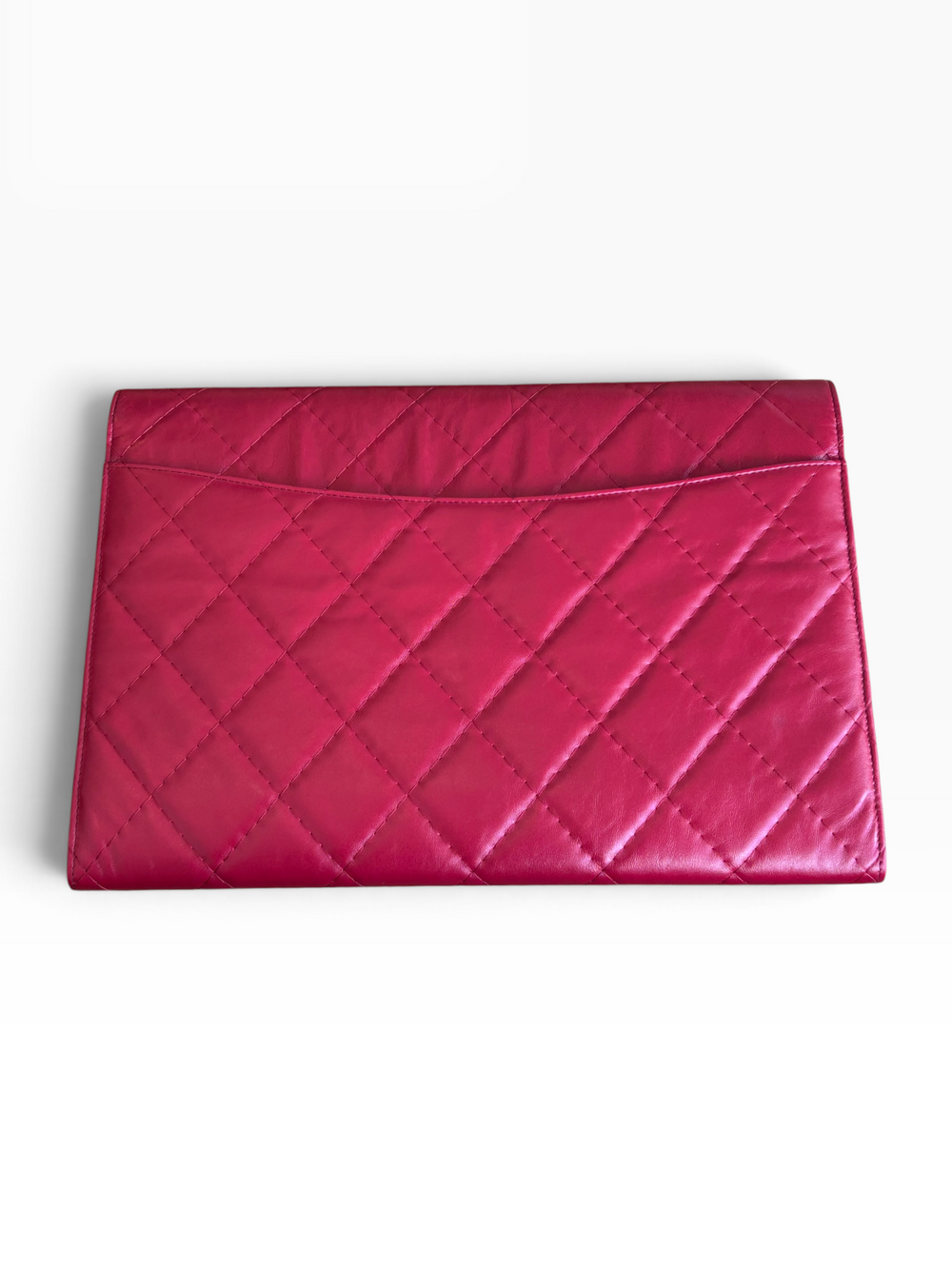 RED XXL CC SHINY CRUMPLED CALFSKIN CLUTCH @BK