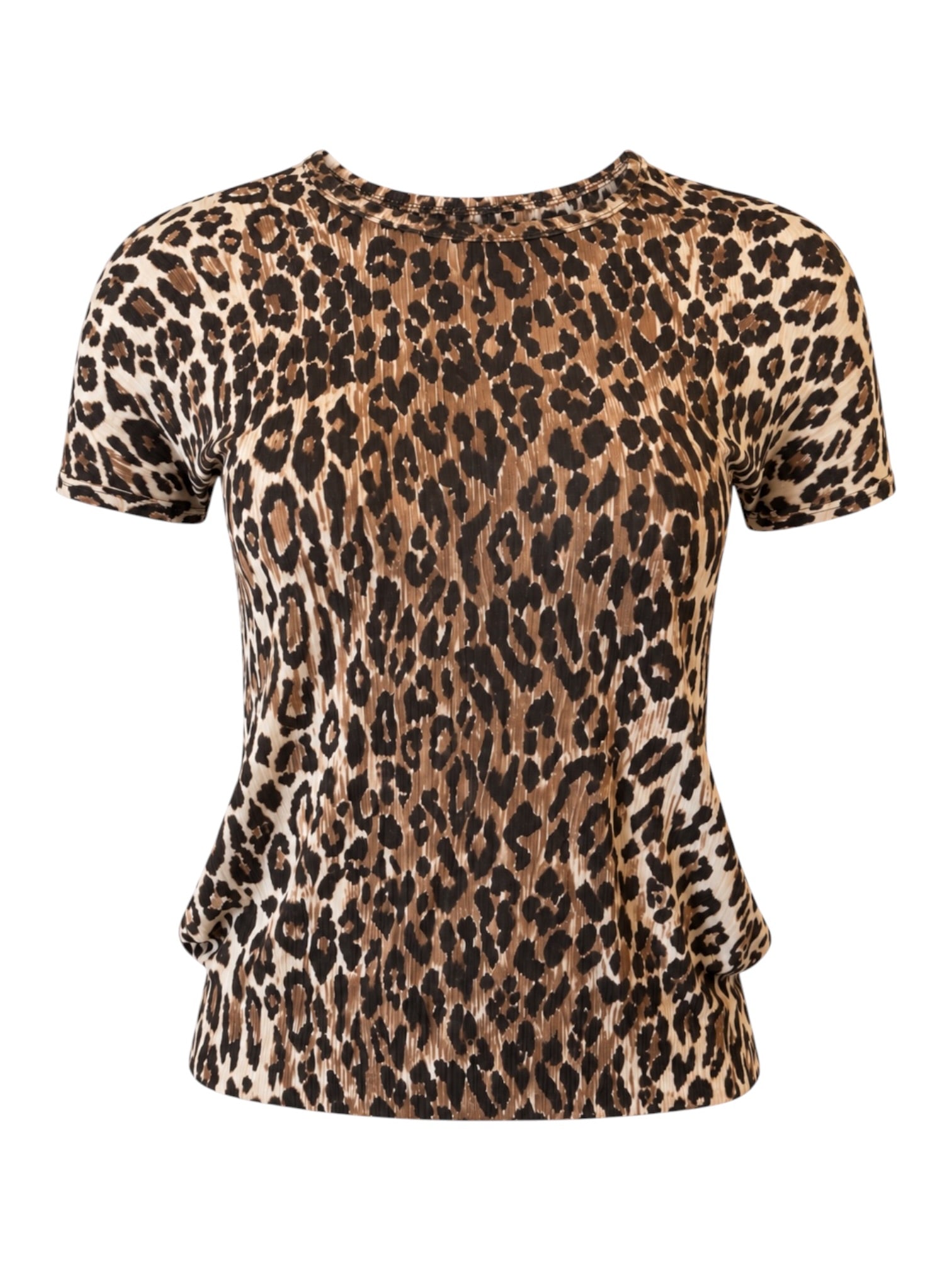 LEOPARD PRINTED SHEER S/S TOP @CPARA