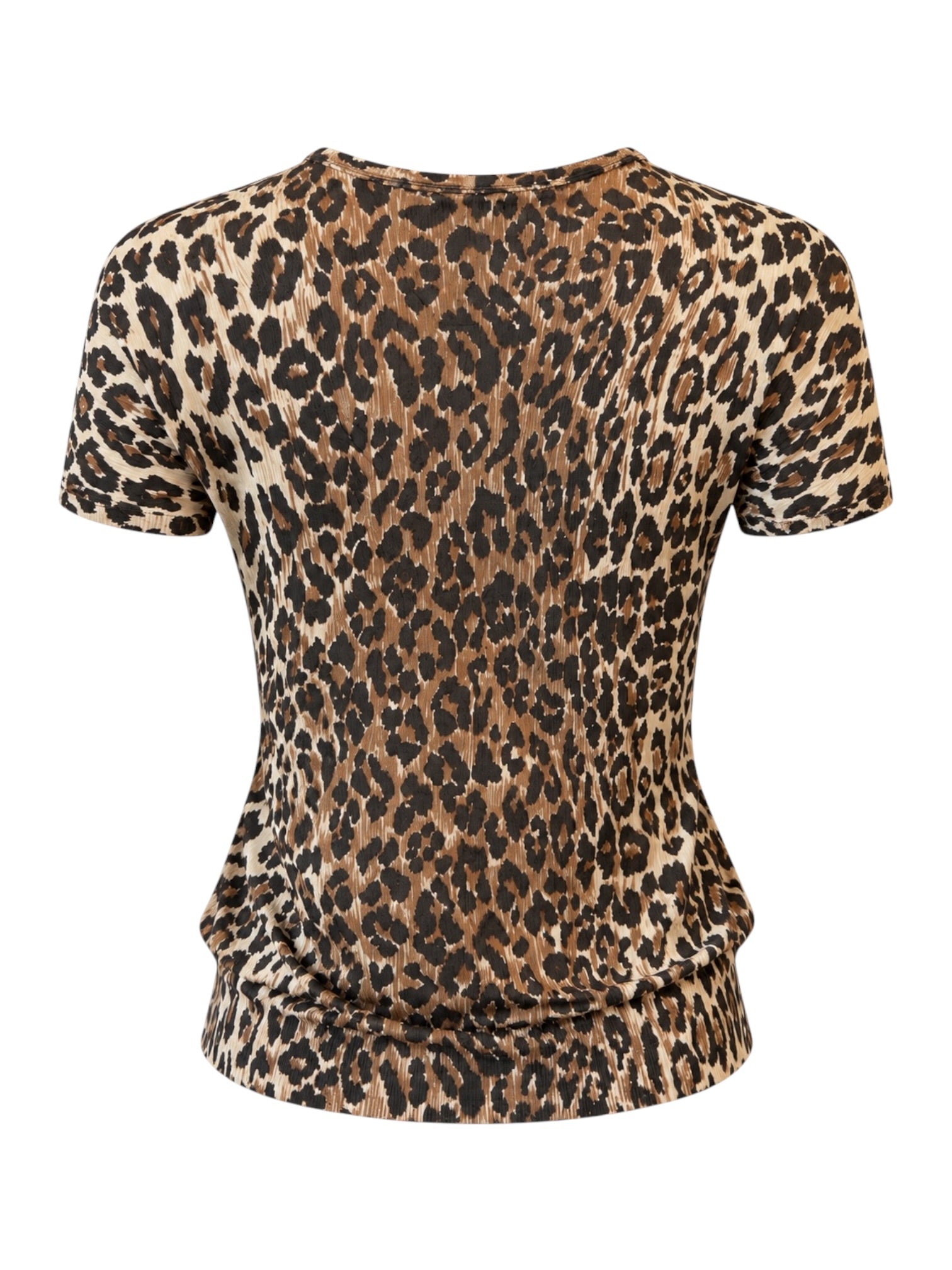 LEOPARD PRINTED SHEER S/S TOP @CPARA