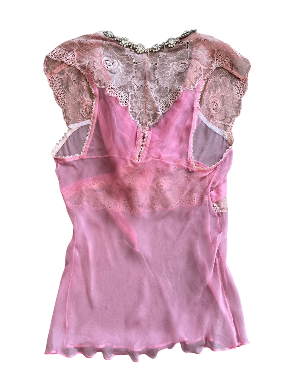 PINK SILK & LACE BABYDOLL TOP