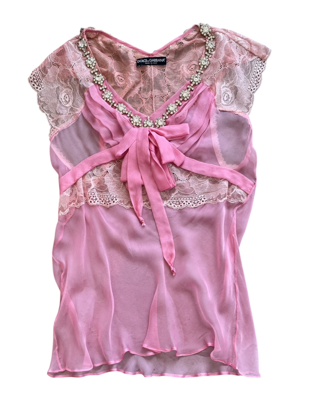 PINK SILK & LACE BABYDOLL TOP