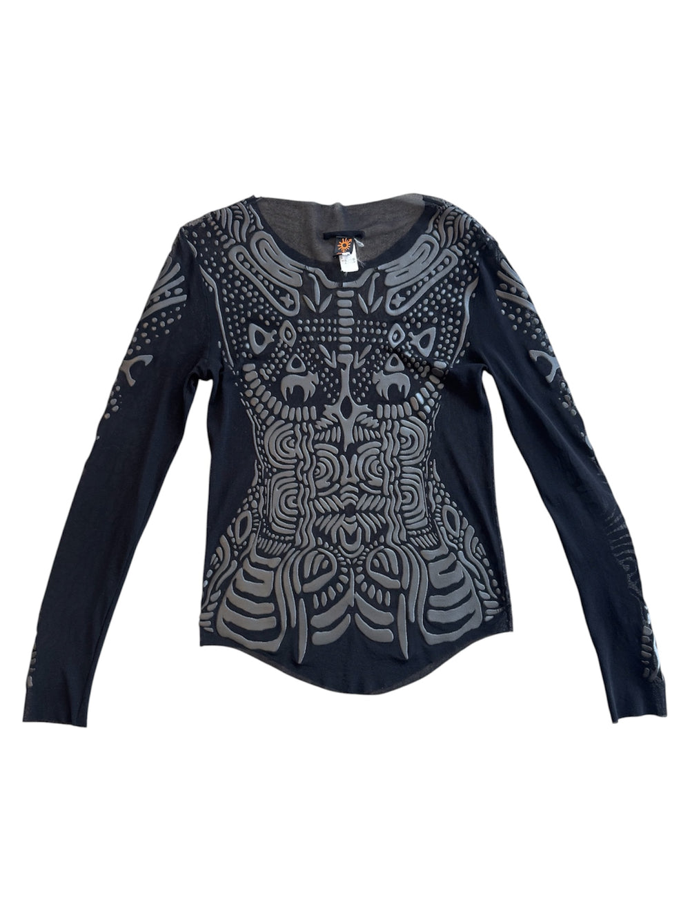90S BLACK TRIBAL TATTOO BLACK MESH TOP (JLO) @SM