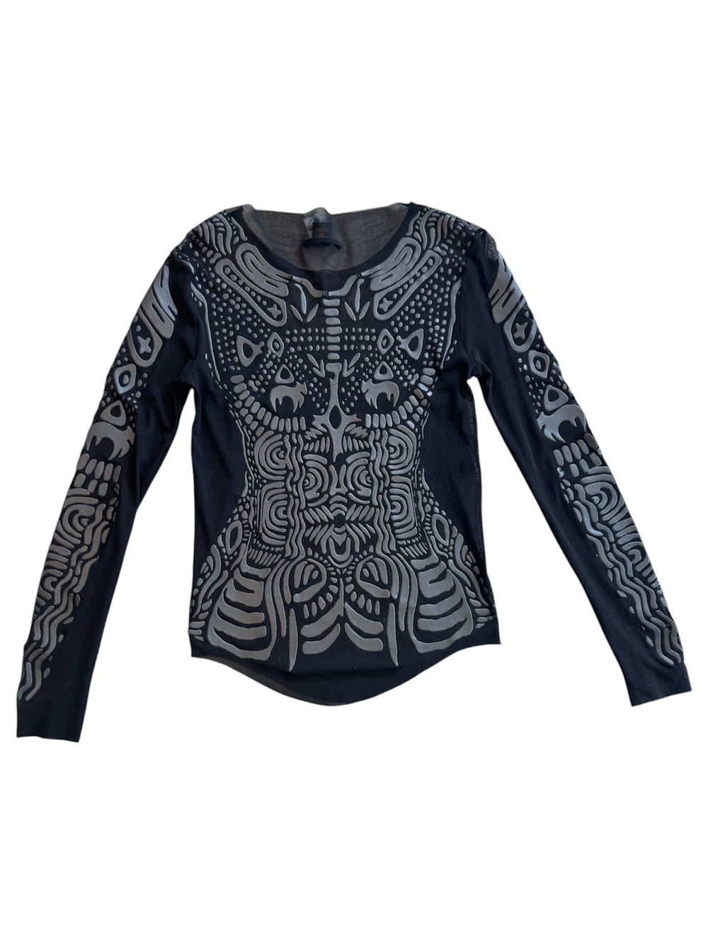 90S BLACK TRIBAL TATTOO BLACK MESH TOP (JLO) @SM
