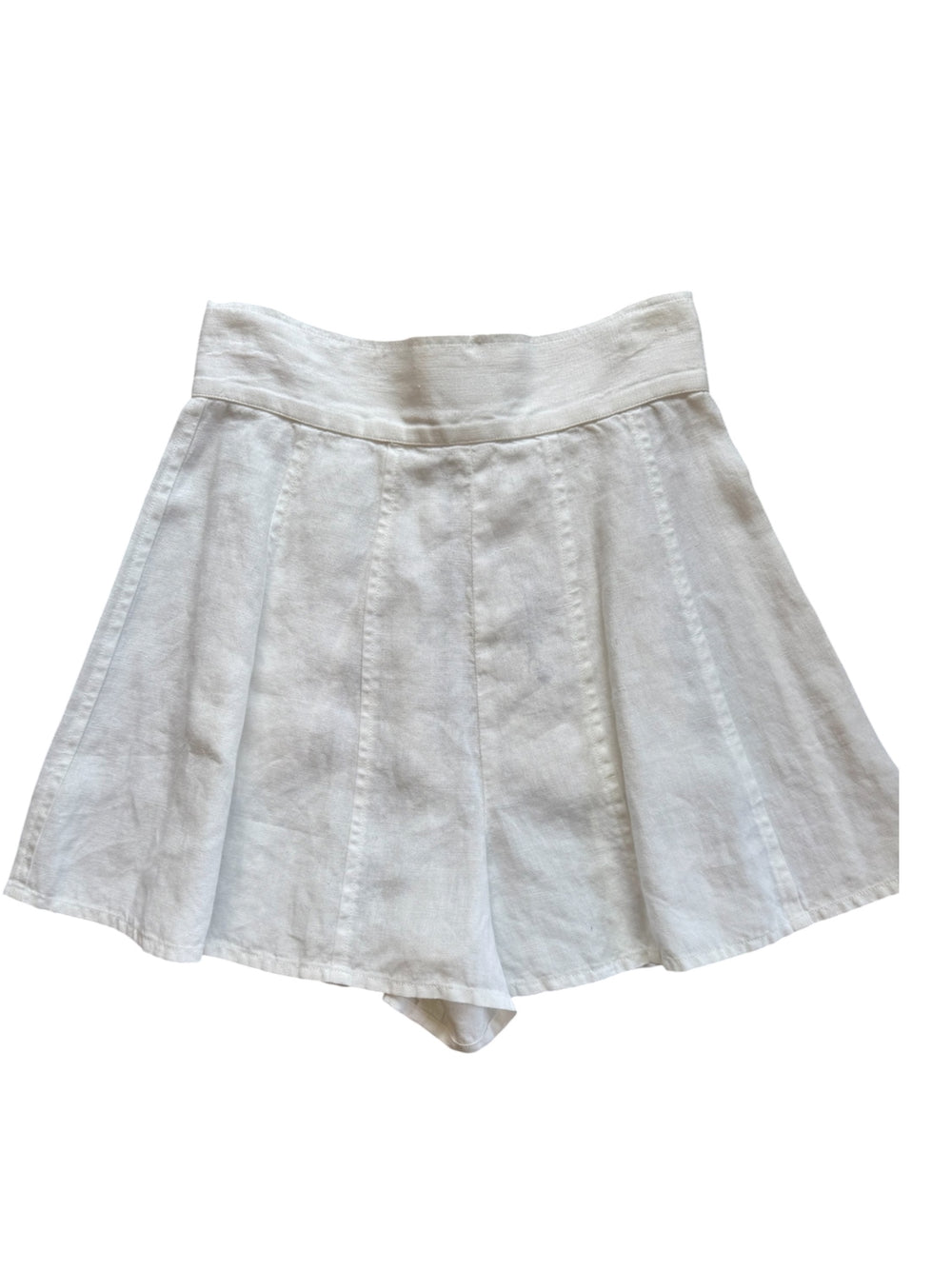 SS91/93 WHITE LINEN PLEATED HIGH WAISTED SHORTS @JCCG