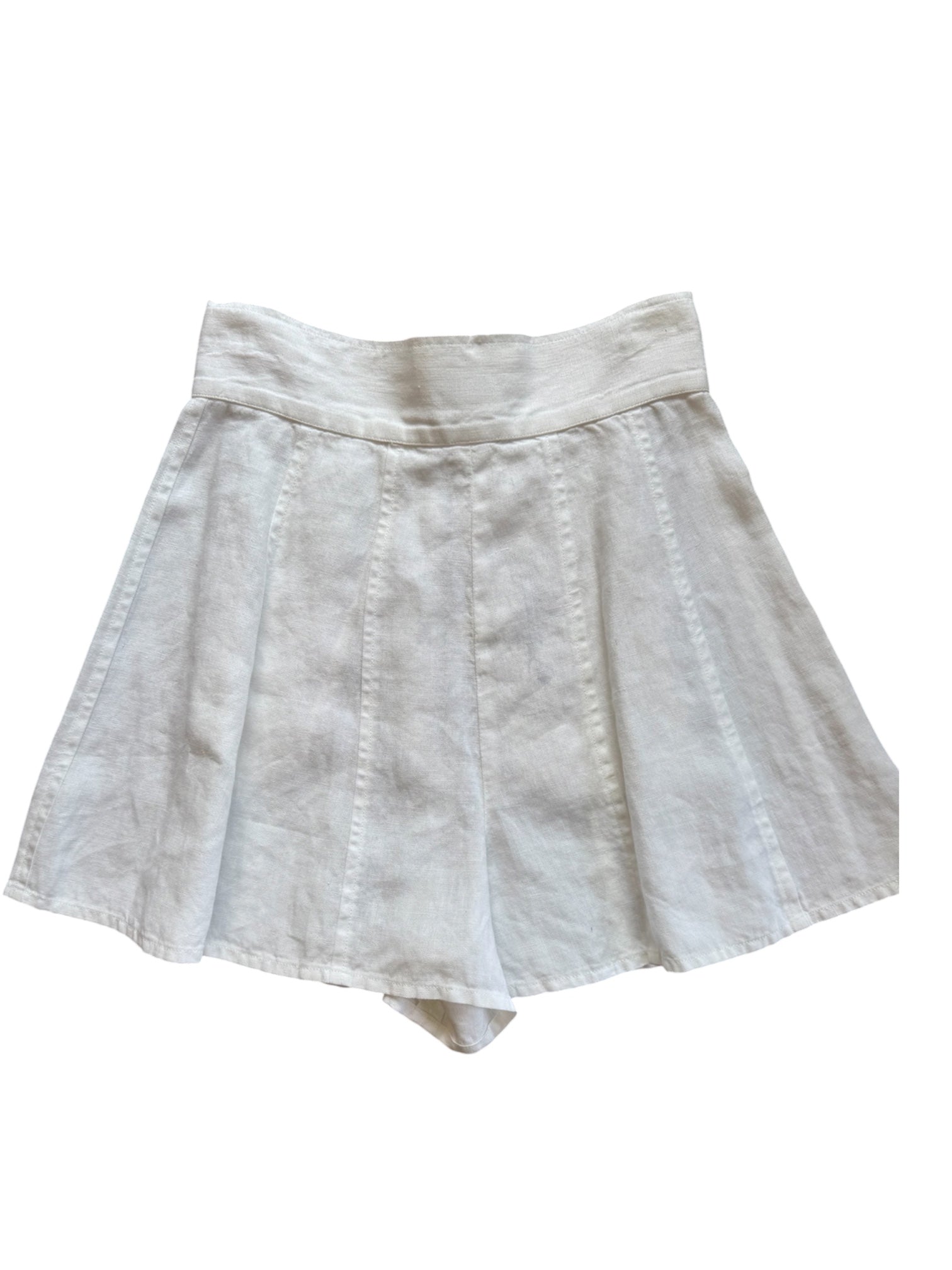 SS91/93 WHITE LINEN PLEATED HIGH WAISTED SHORTS @JCCG