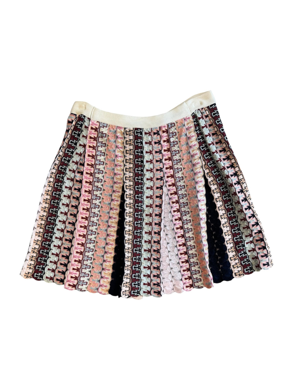 PASTEL MULTICOLOR CHEVRON KNIT BUTTON SKIRT @IRIK