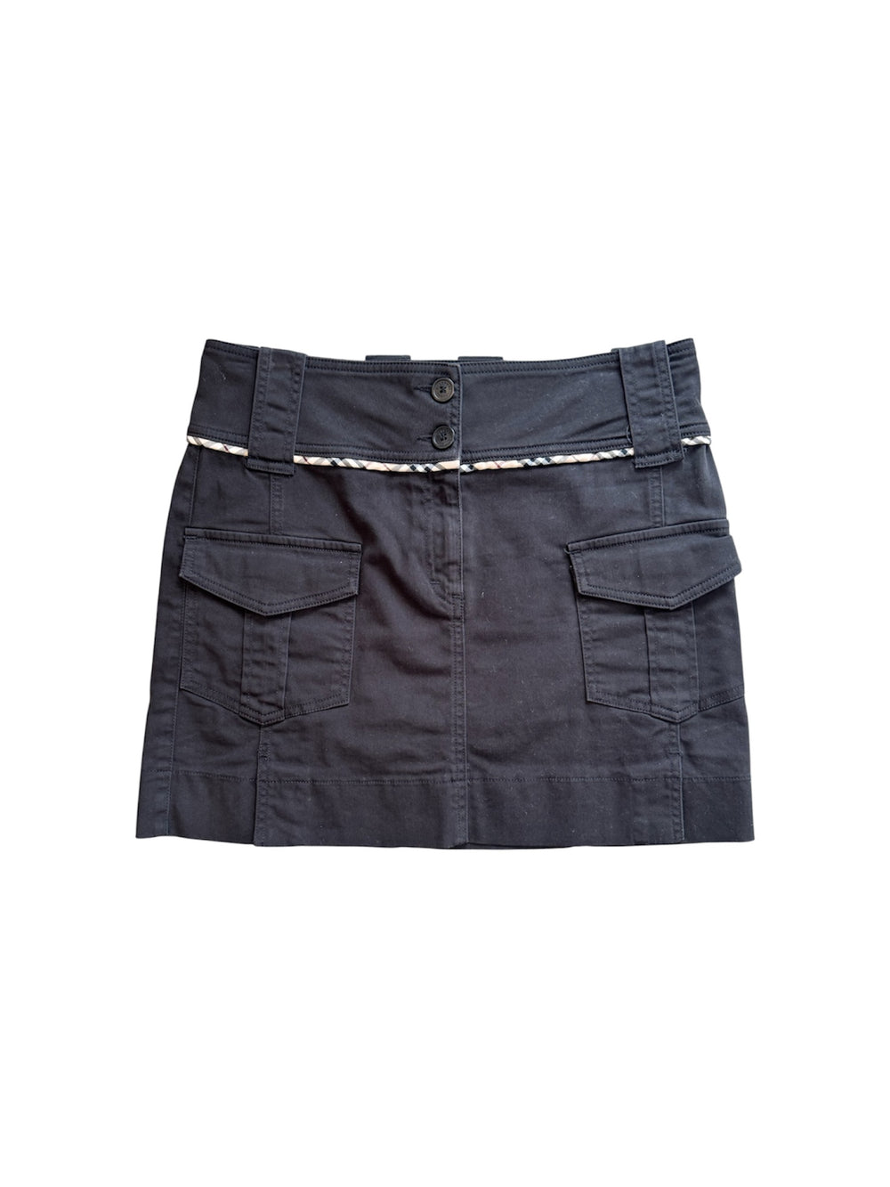 BLACK CARGO MINI SKIRT W CLASSIC PRINT TRIM @SM