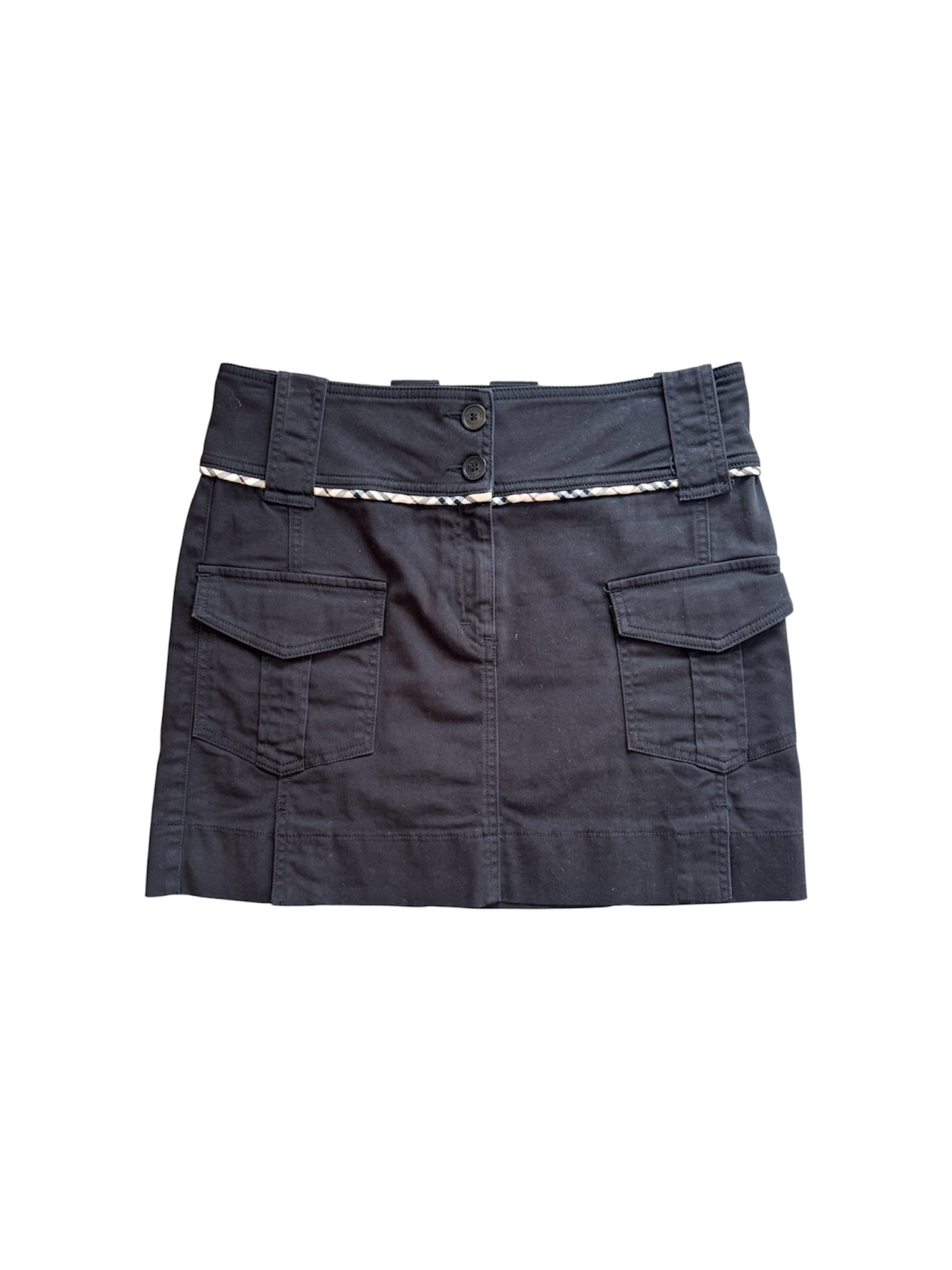 BLACK CARGO MINI SKIRT W CLASSIC PRINT TRIM @SM