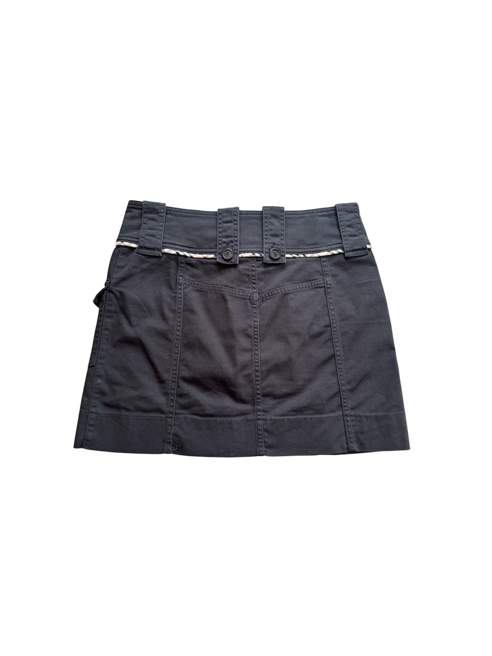 BLACK CARGO MINI SKIRT W CLASSIC PRINT TRIM @SM