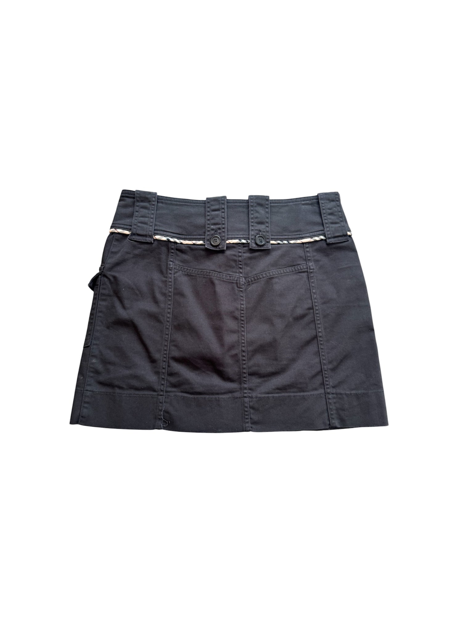 BLACK CARGO MINI SKIRT W CLASSIC PRINT TRIM @SM